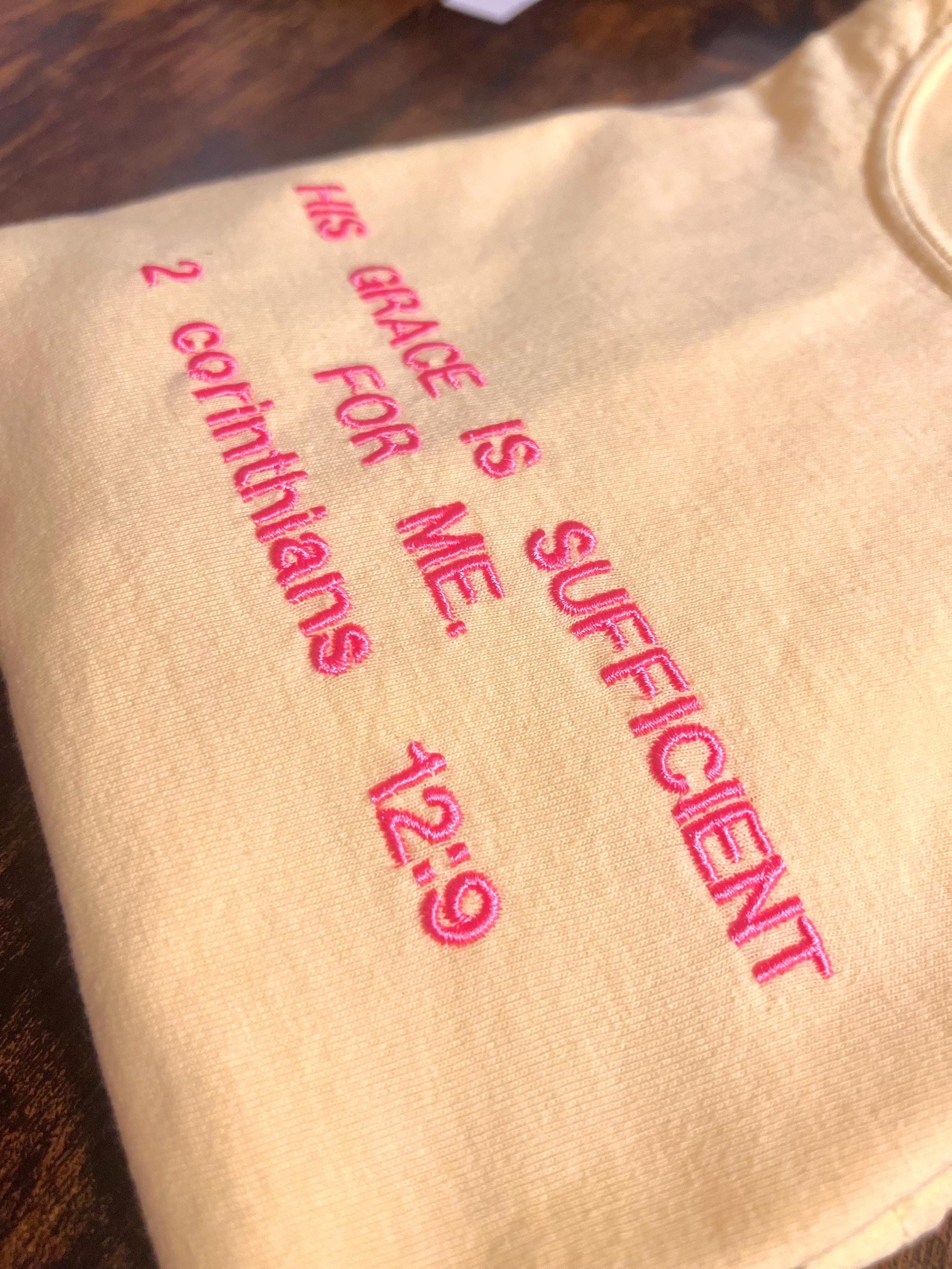 "His Grace is Sufficient for Me" Comfort Colors T-Shirt | Banana Yellow