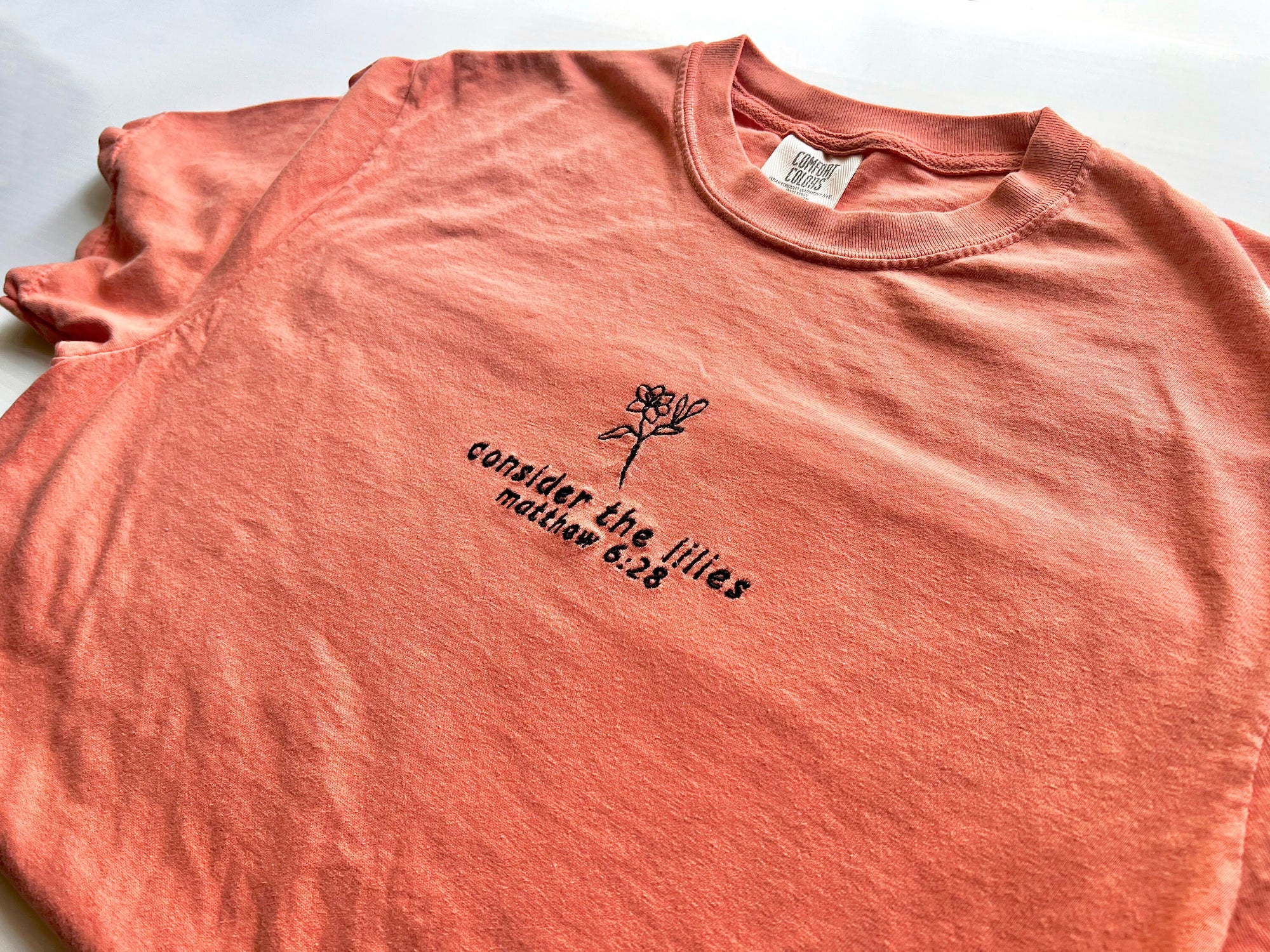 “Consider the Lilies” Comfort Colors T-Shirt | Terracotta