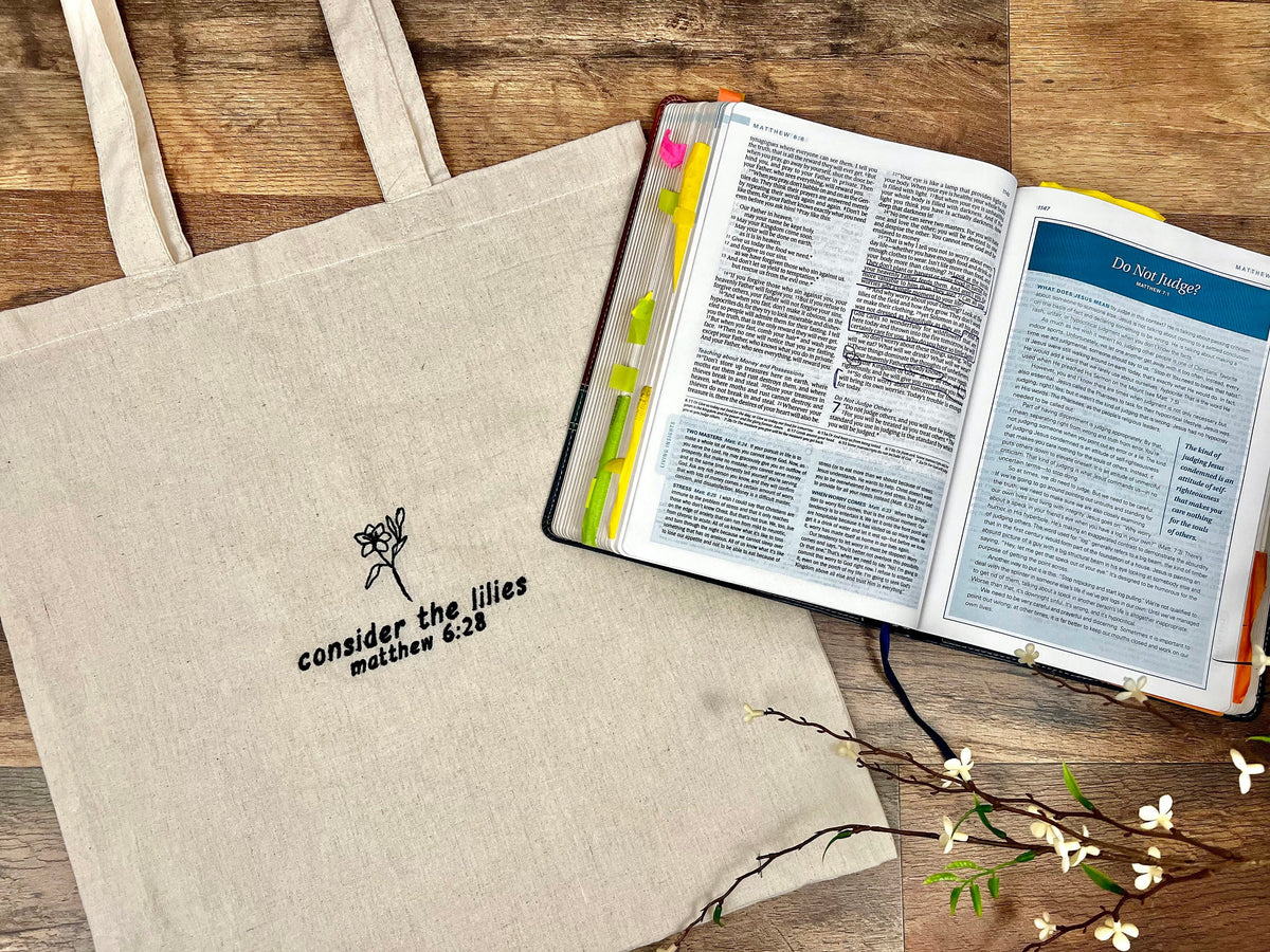"Consider the Lilies" Canvas Tote Bag