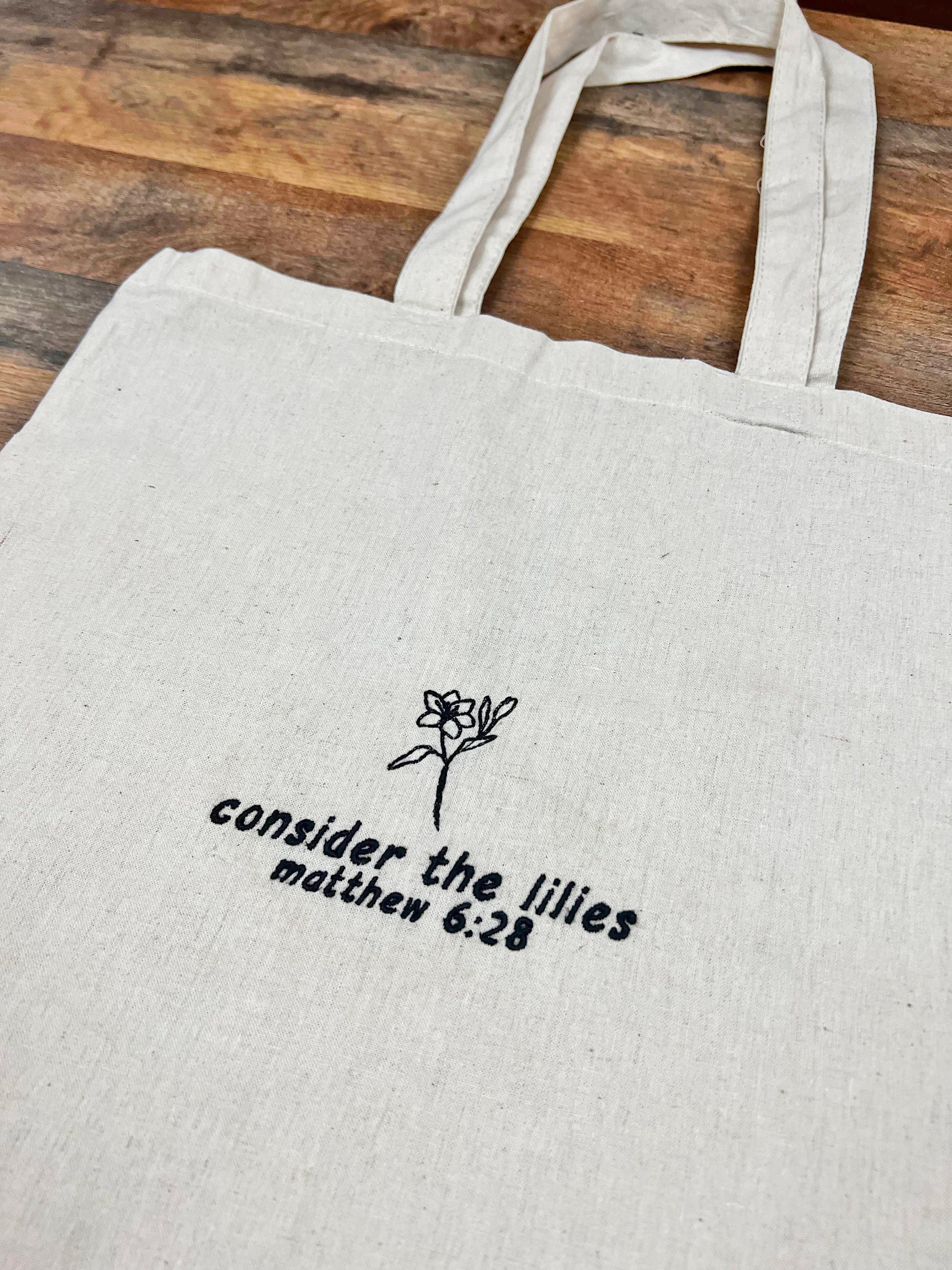 "Consider the Lilies" Canvas Tote Bag