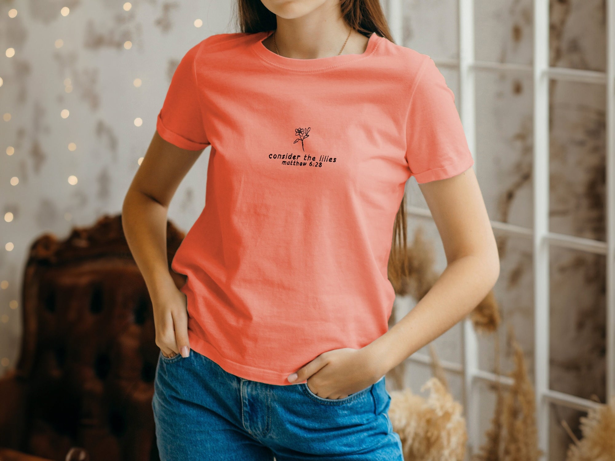 “Consider the Lilies” Comfort Colors T-Shirt | Terracotta