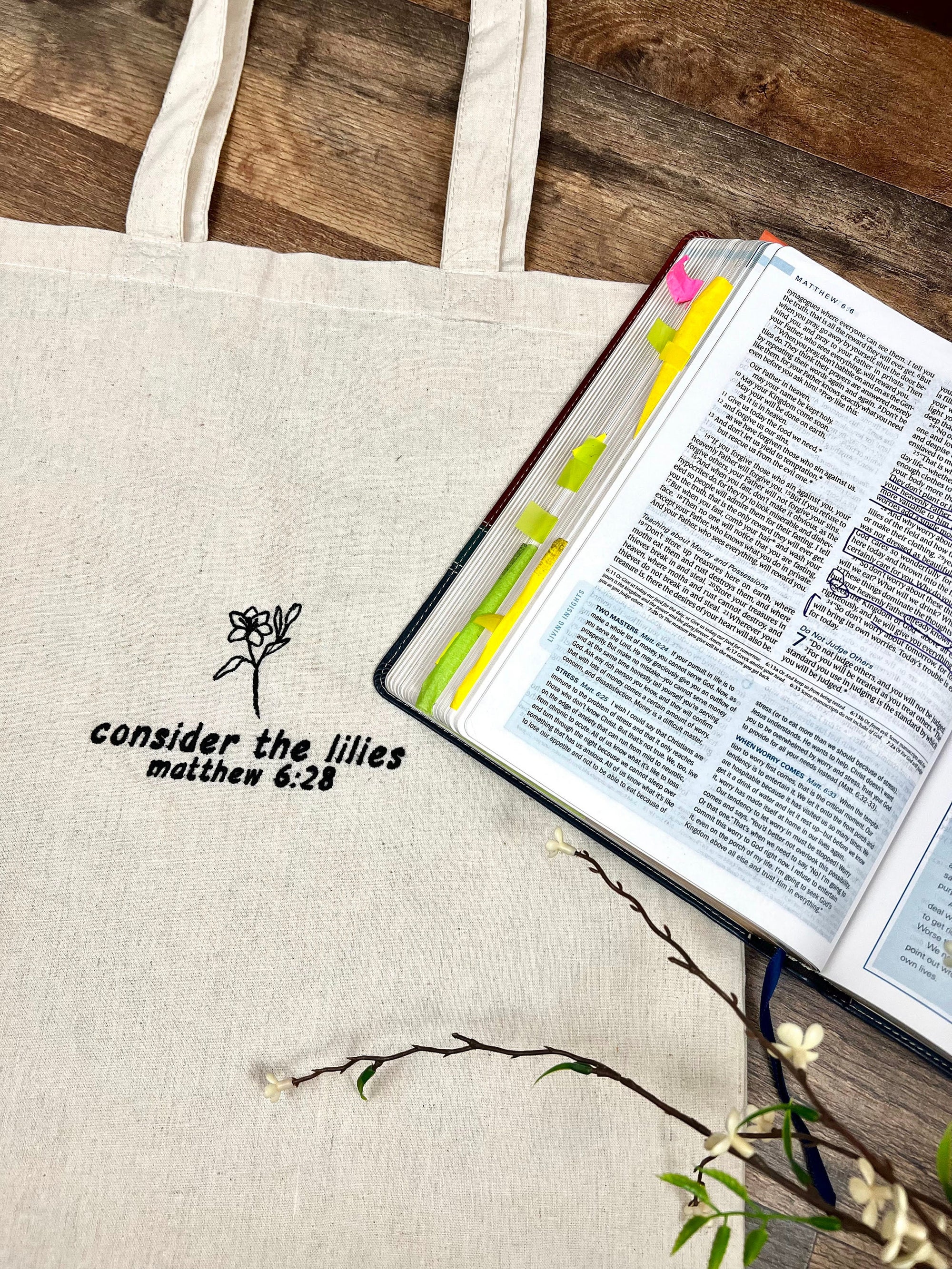 "Consider the Lilies" Canvas Tote Bag