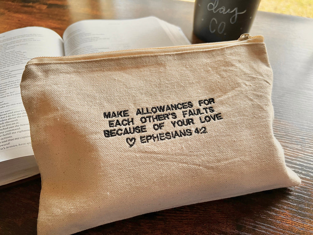 Ephesians 4:2 Zippered Canvas Pouch
