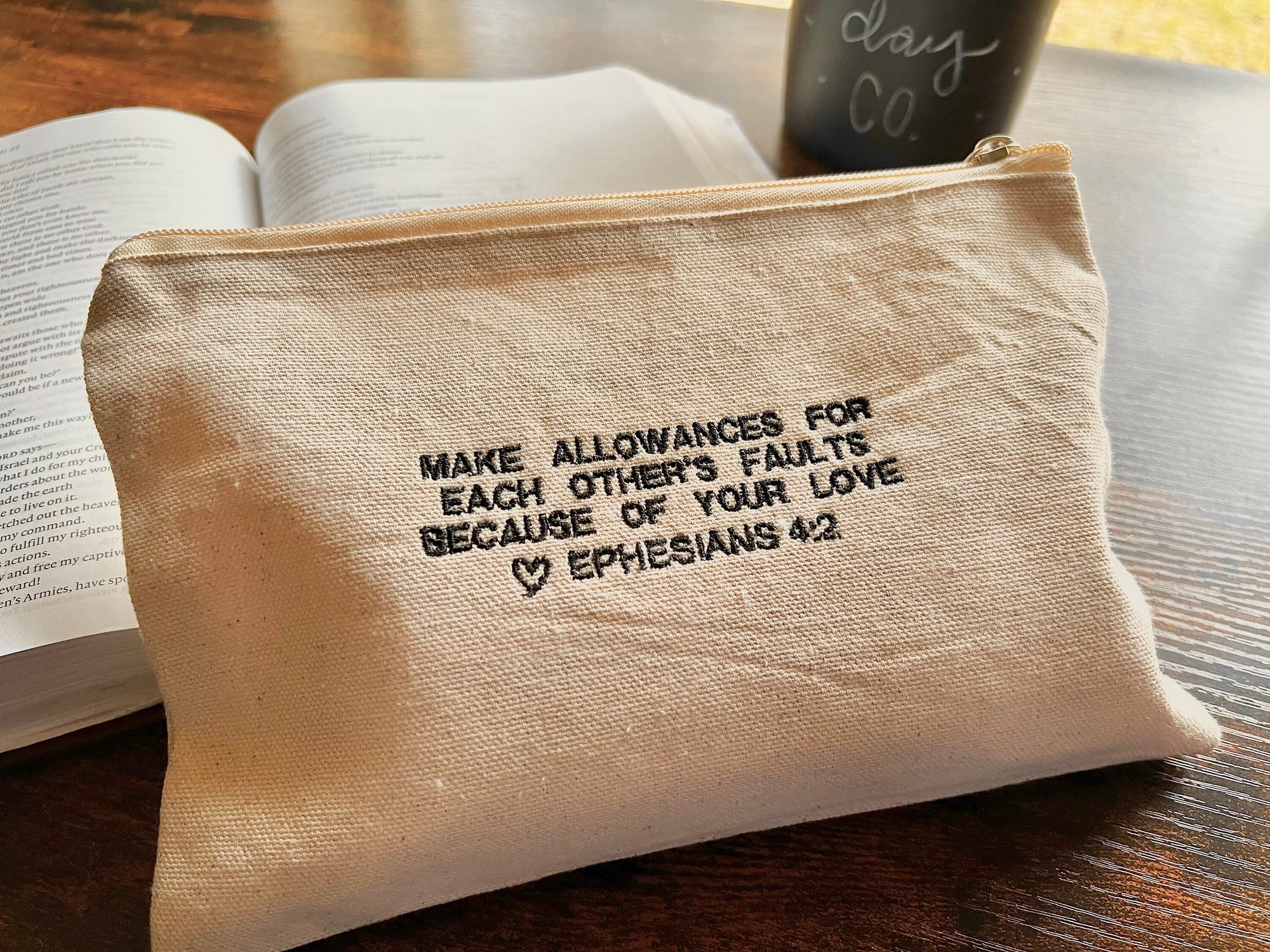 Ephesians 4:2 Zippered Canvas Pouch