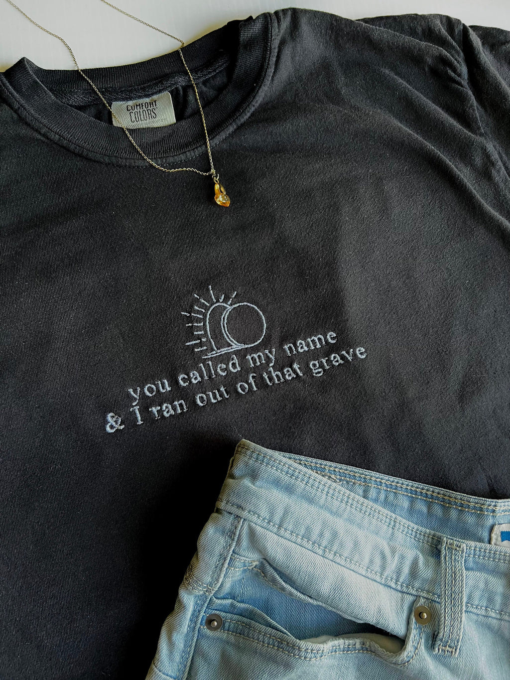 Glorious Day Embroidered T-Shirt – Comfort Colors Black Tee