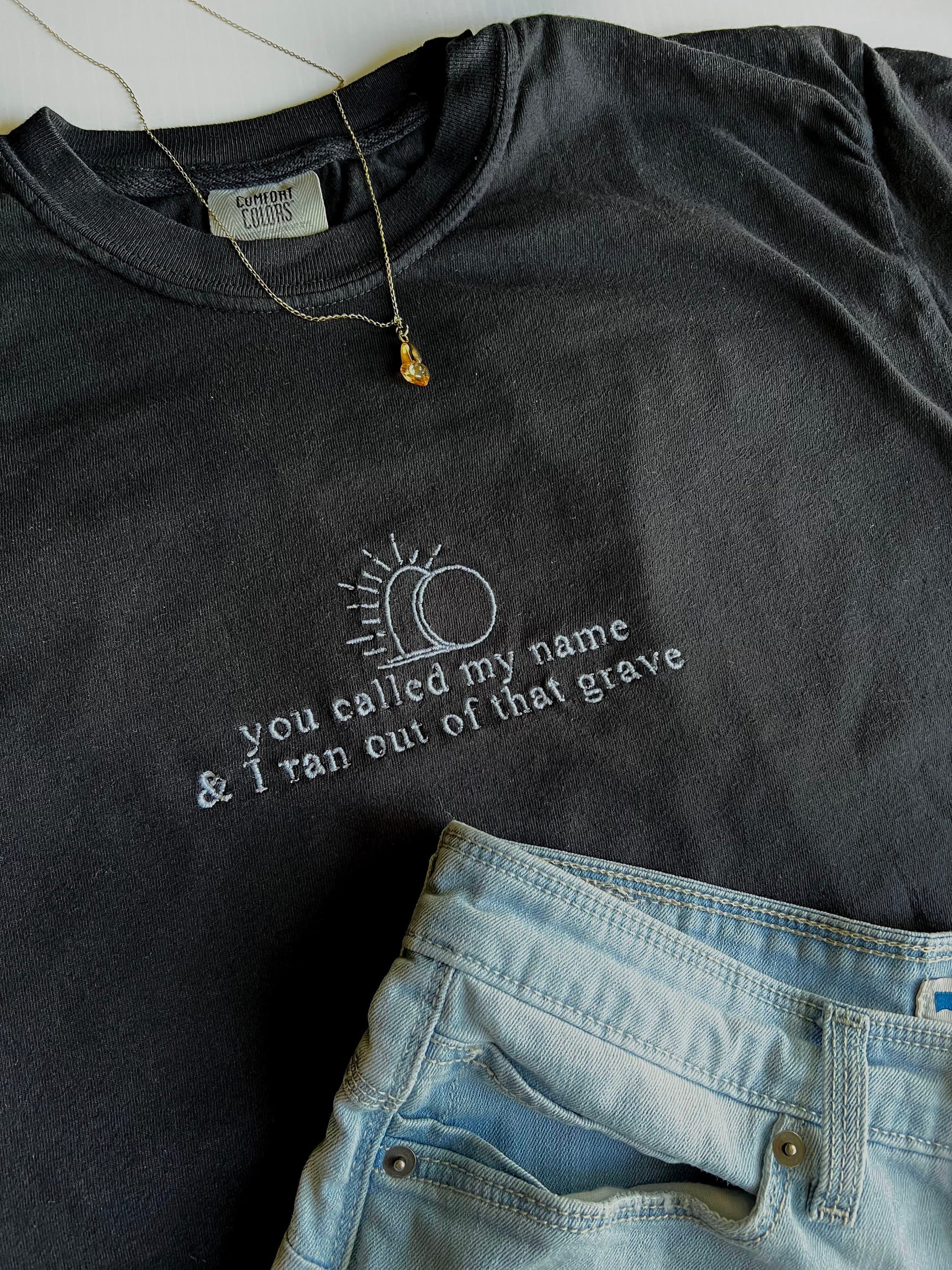 Glorious Day Embroidered T-Shirt – Comfort Colors Black Tee