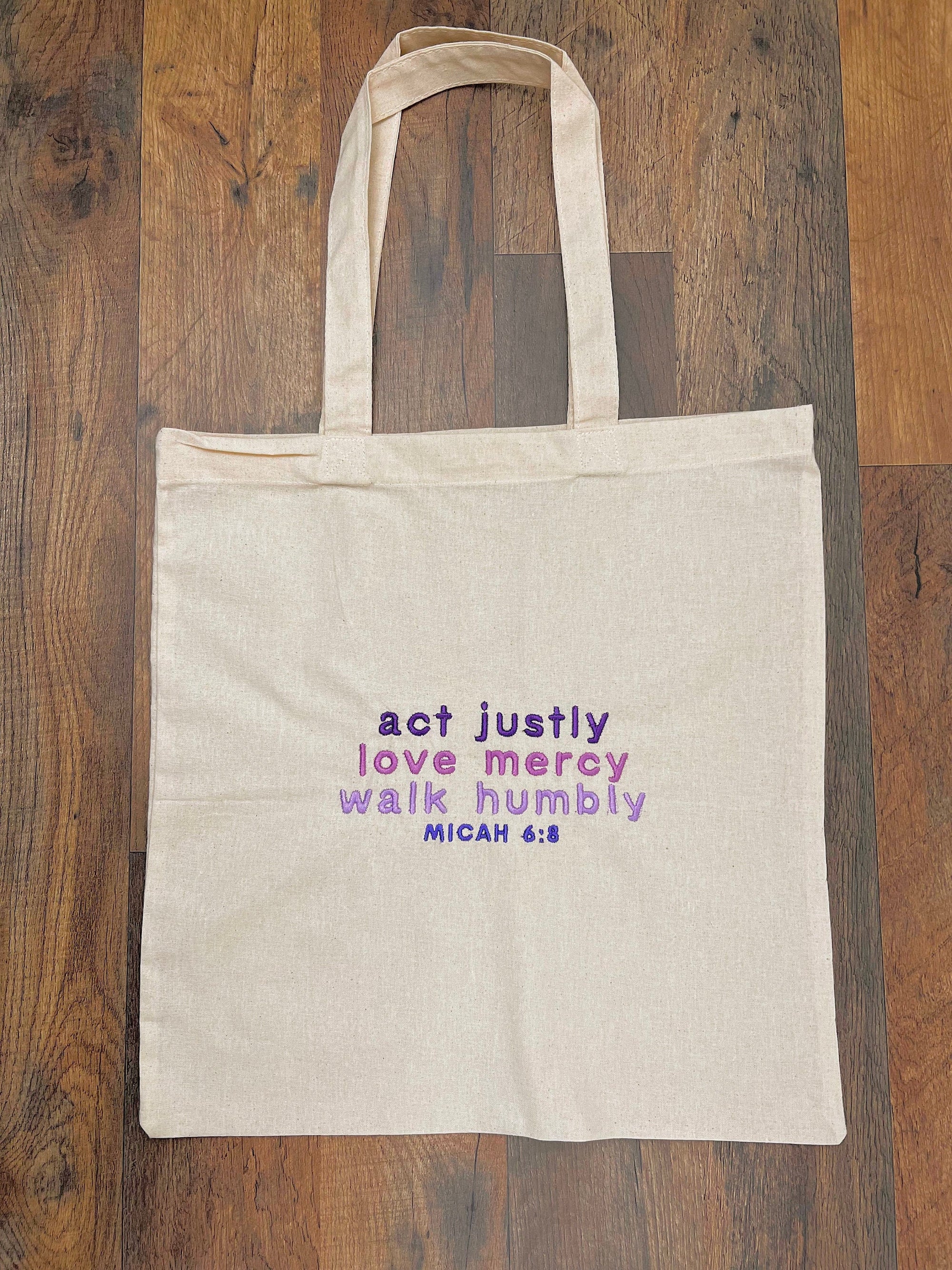 “Act Justly, Love Mercy, Walk Humbly” Tote Bag | Purple Haze Edition