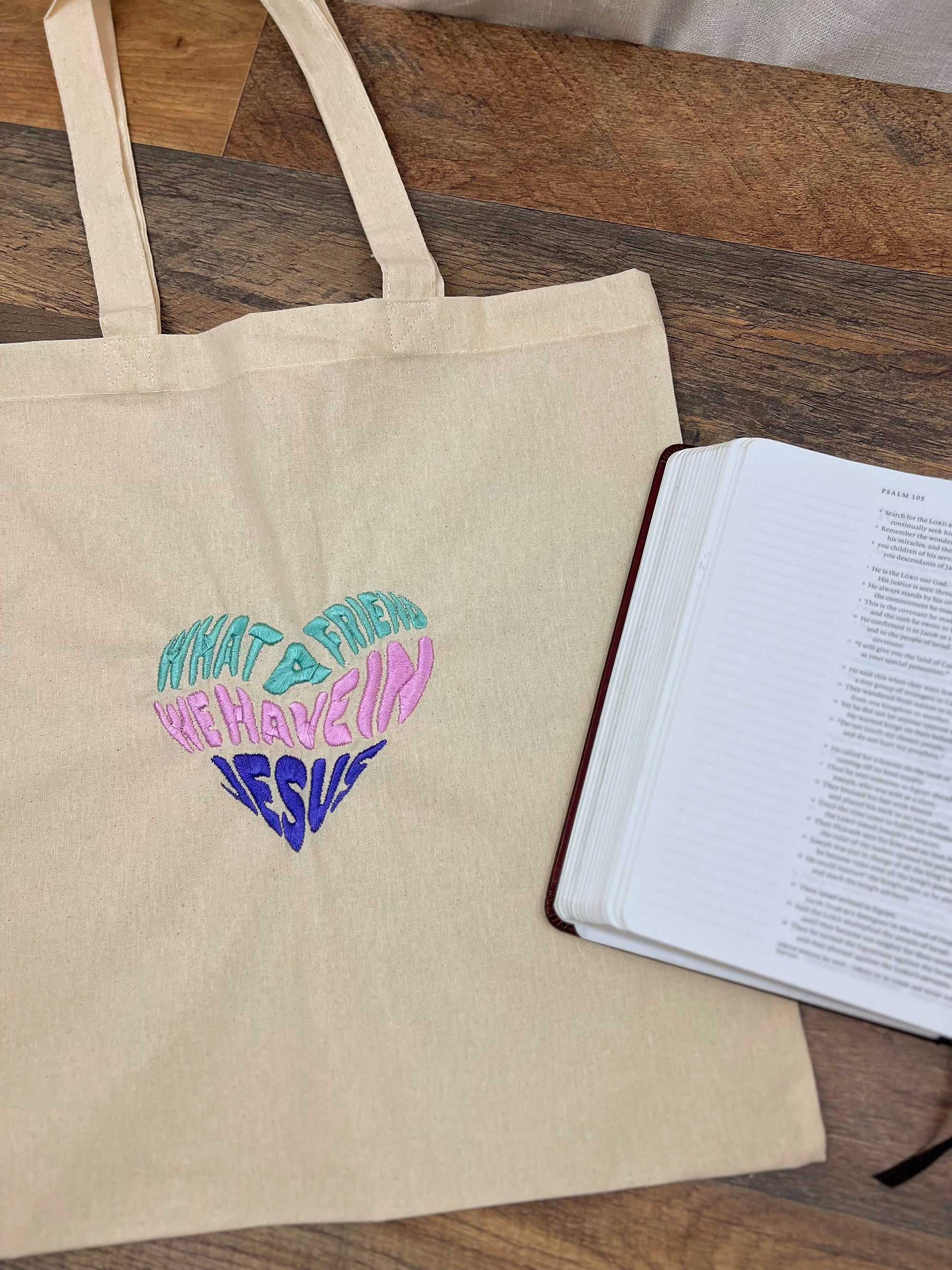 "What a Friend We Have in Jesus" Tote Bag - Cool Hues