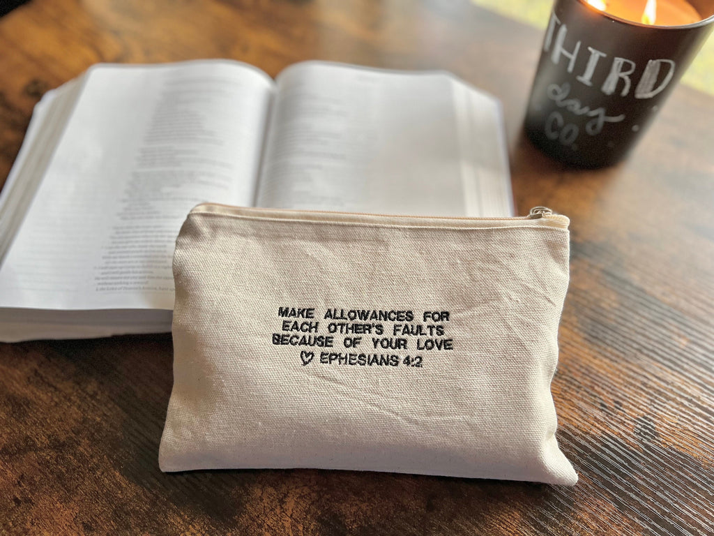 Ephesians 4:2 Zippered Canvas Pouch