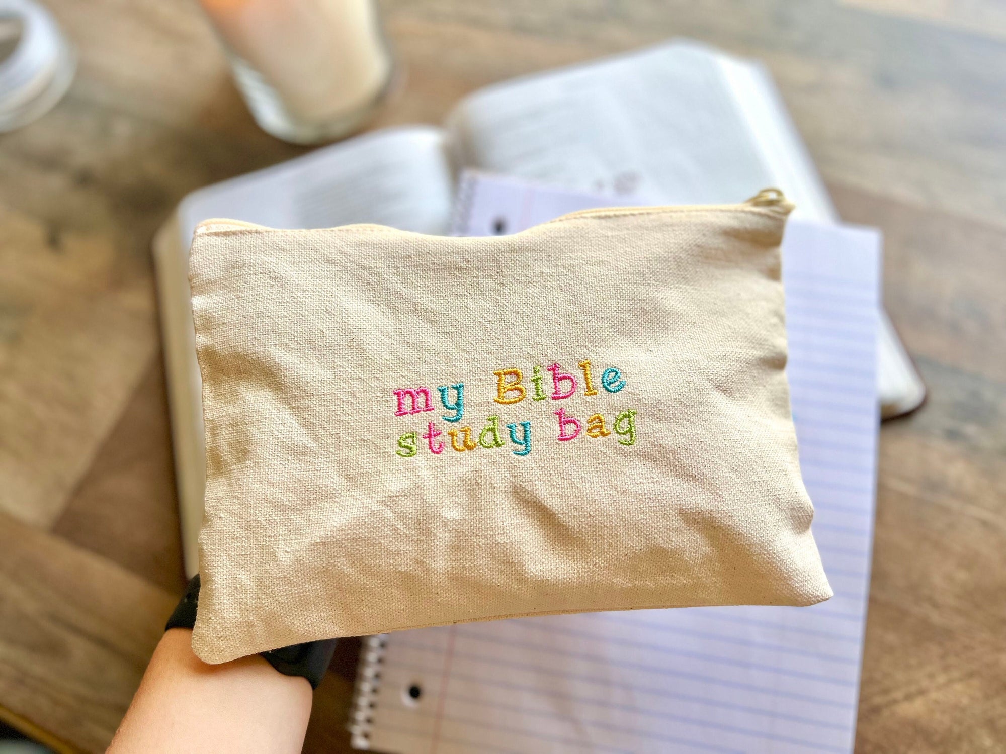 "My Bible Study Bag" Canvas Zipper Pouch