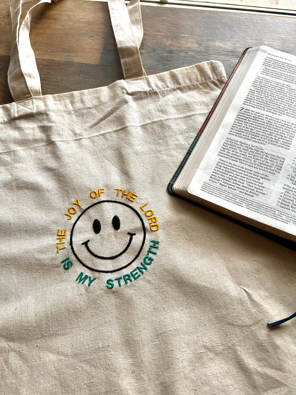 "The Joy of the Lord is My Strength" Canvas Tote Bag