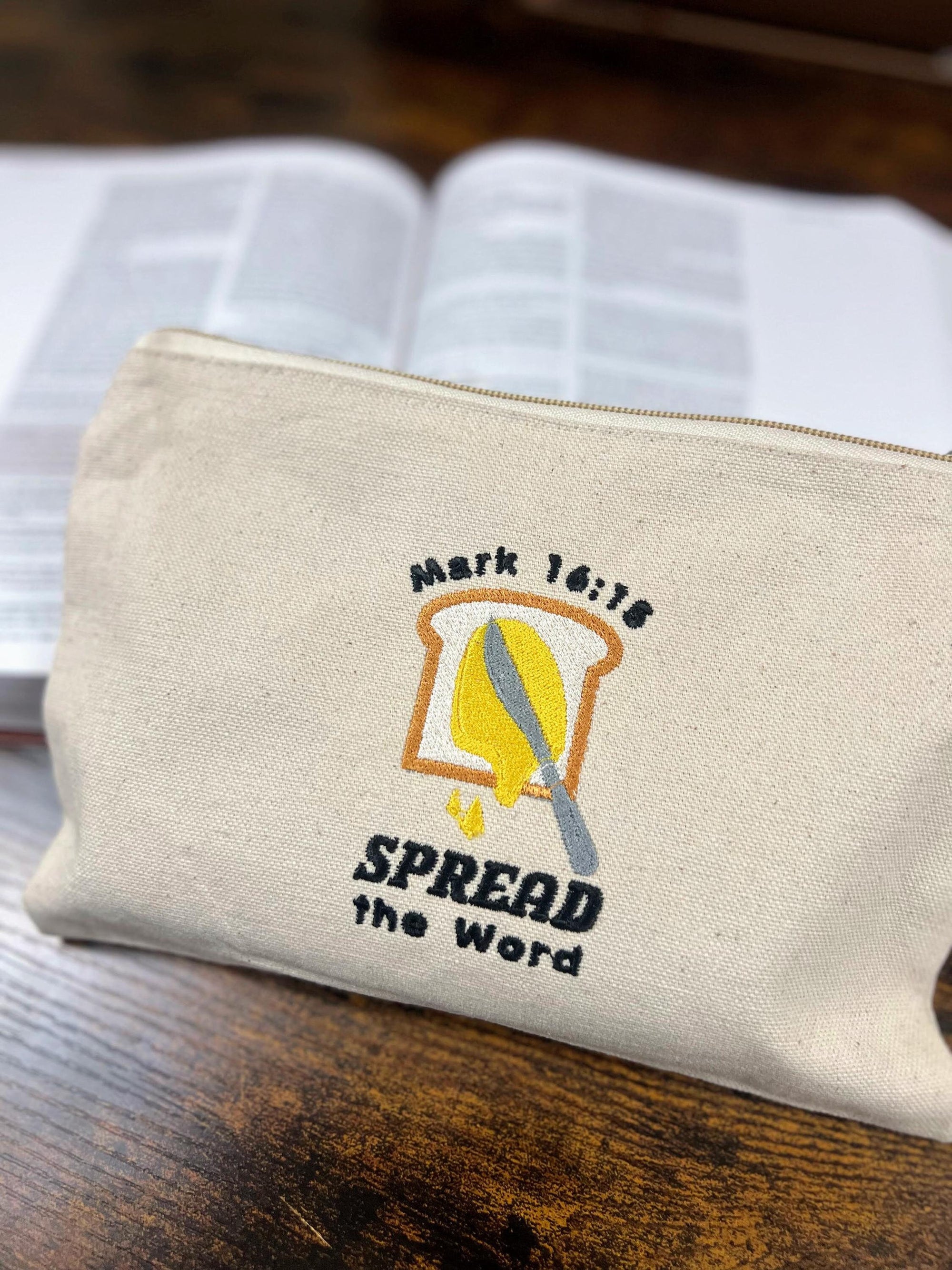 “Spread the Word” Zippered Canvas Pouch