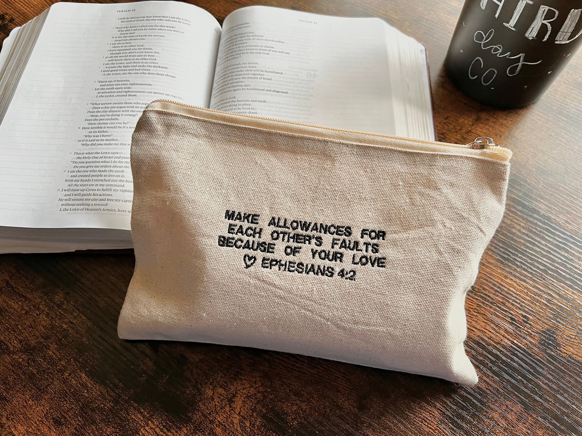 Ephesians 4:2 Zippered Canvas Pouch