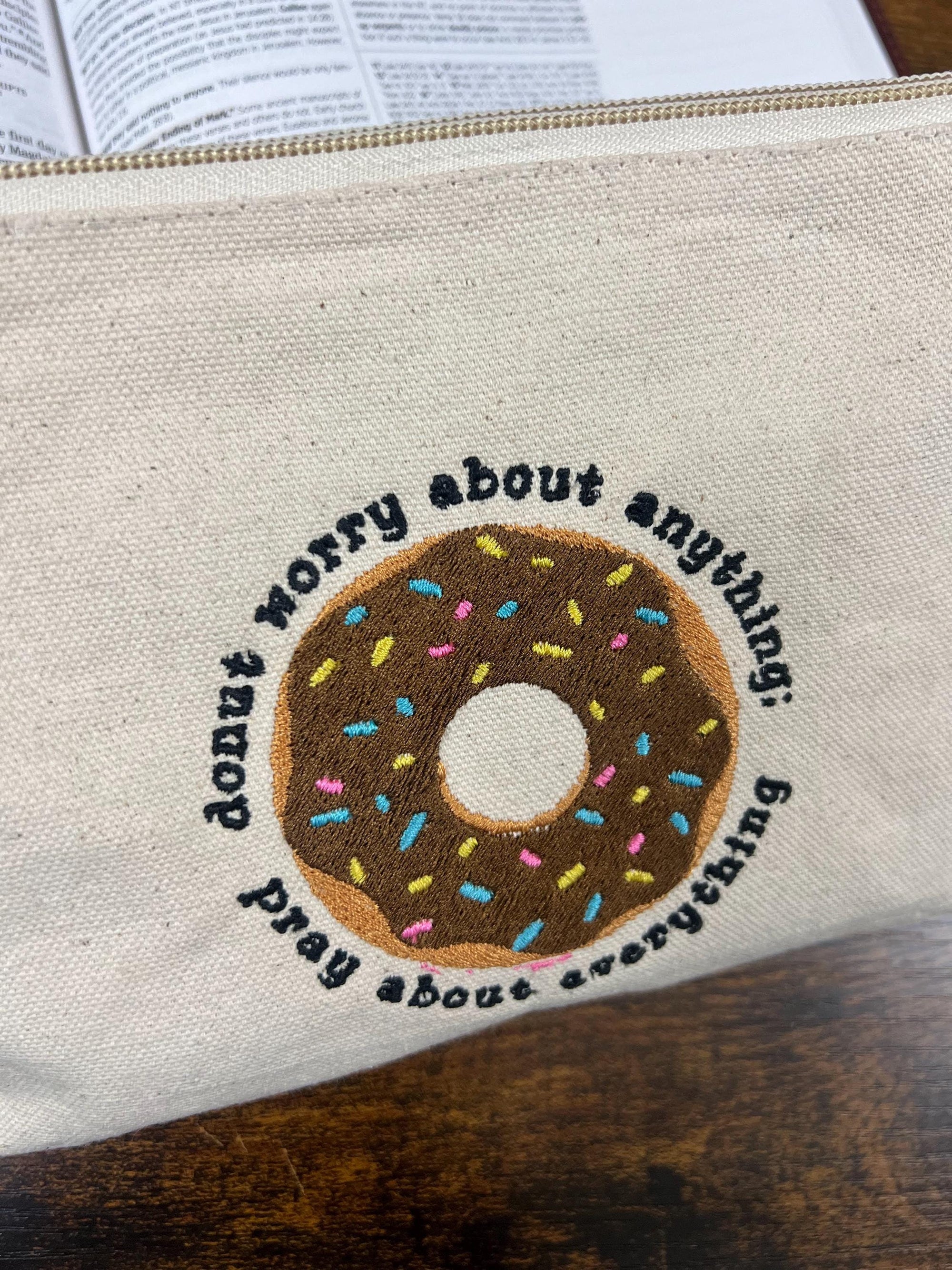 “Donut Worry—Pray About Everything” Zippered Pouch