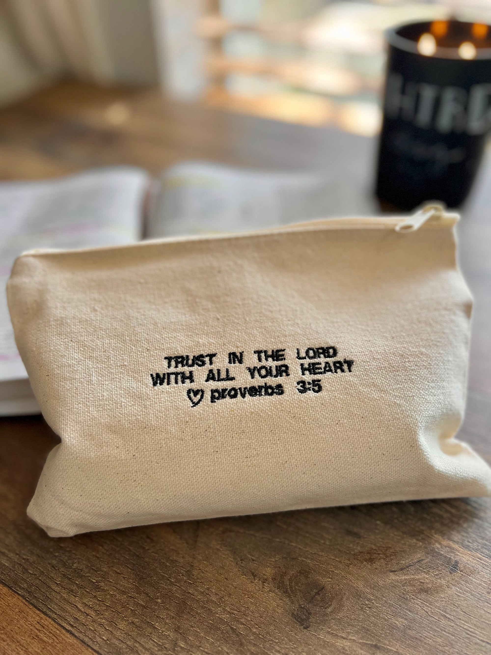 Proverbs 3:5 Canvas Zipper Pouch