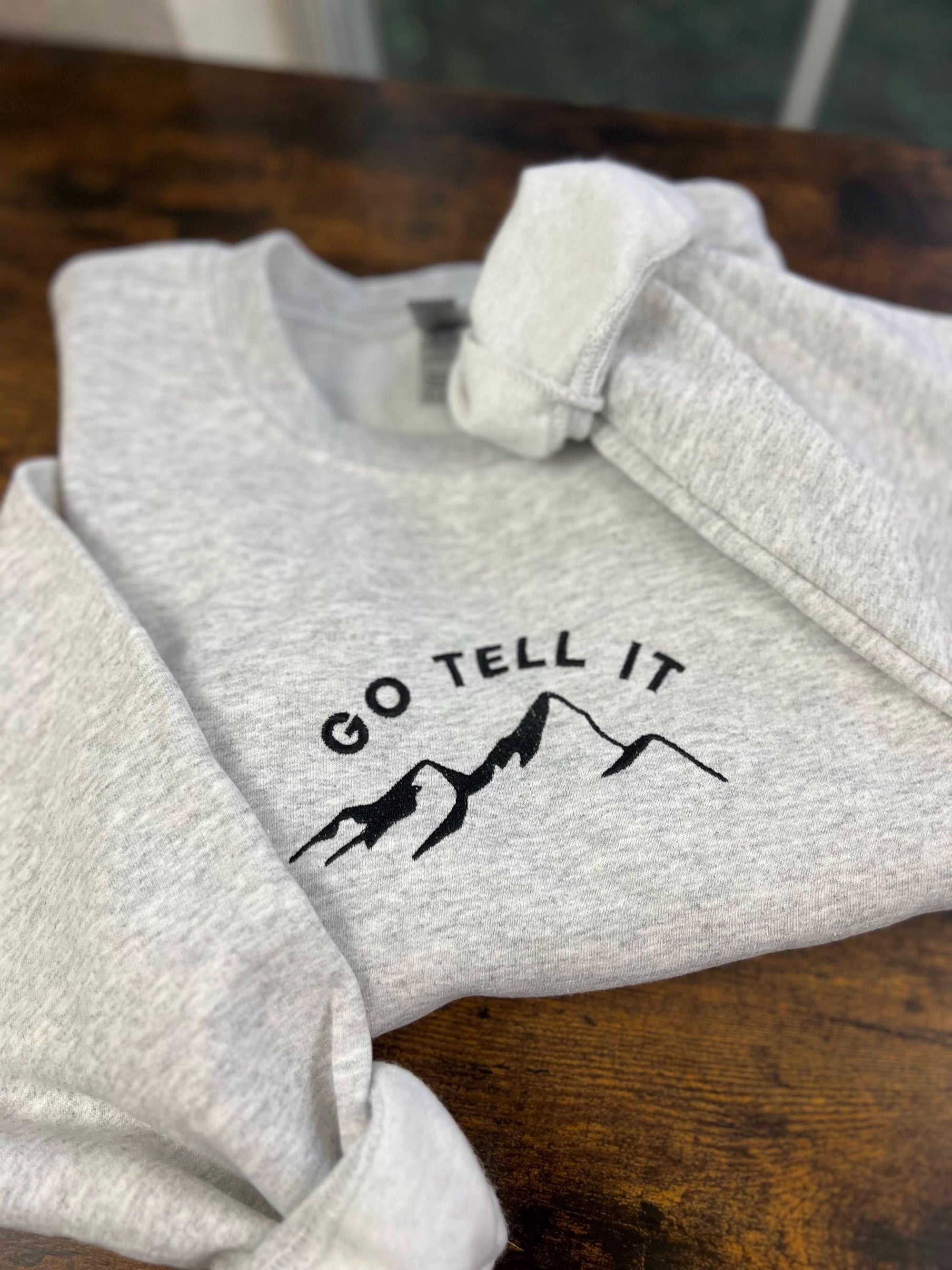 Go Tell It on the Mountain Crewneck Sweatshirt – Ash Gray
