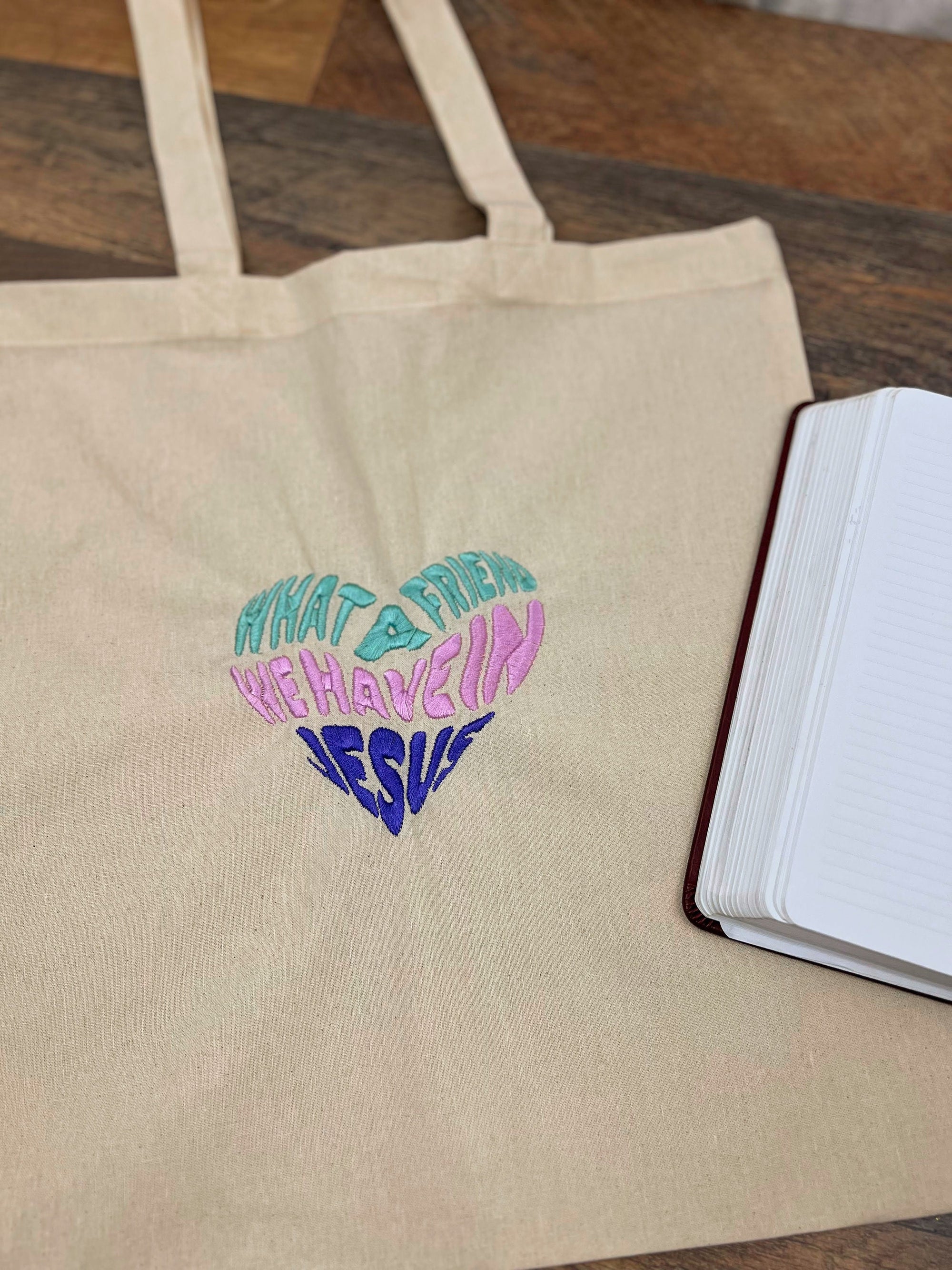 "What a Friend We Have in Jesus" Tote Bag - Cool Hues
