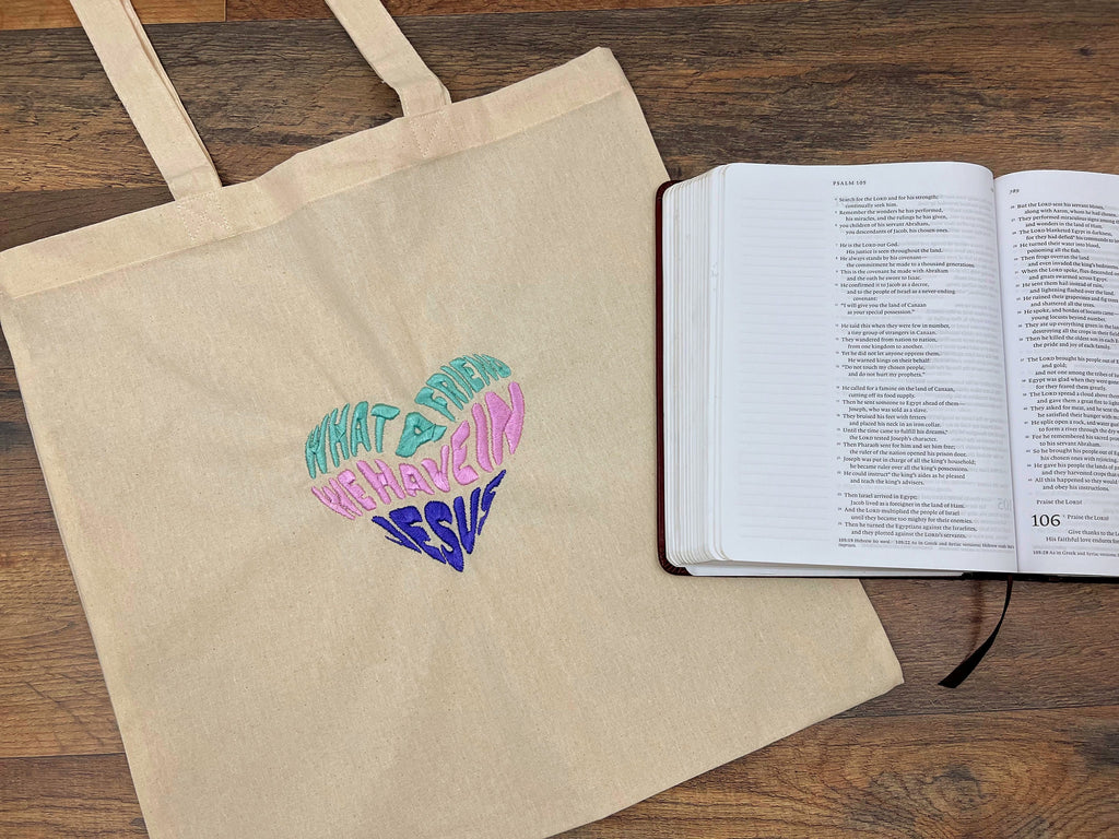 "What a Friend We Have in Jesus" Tote Bag - Cool Hues