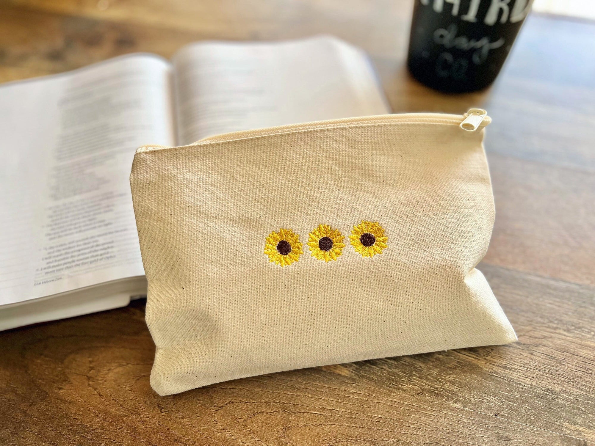 Sunflower Canvas Zipper Pouch