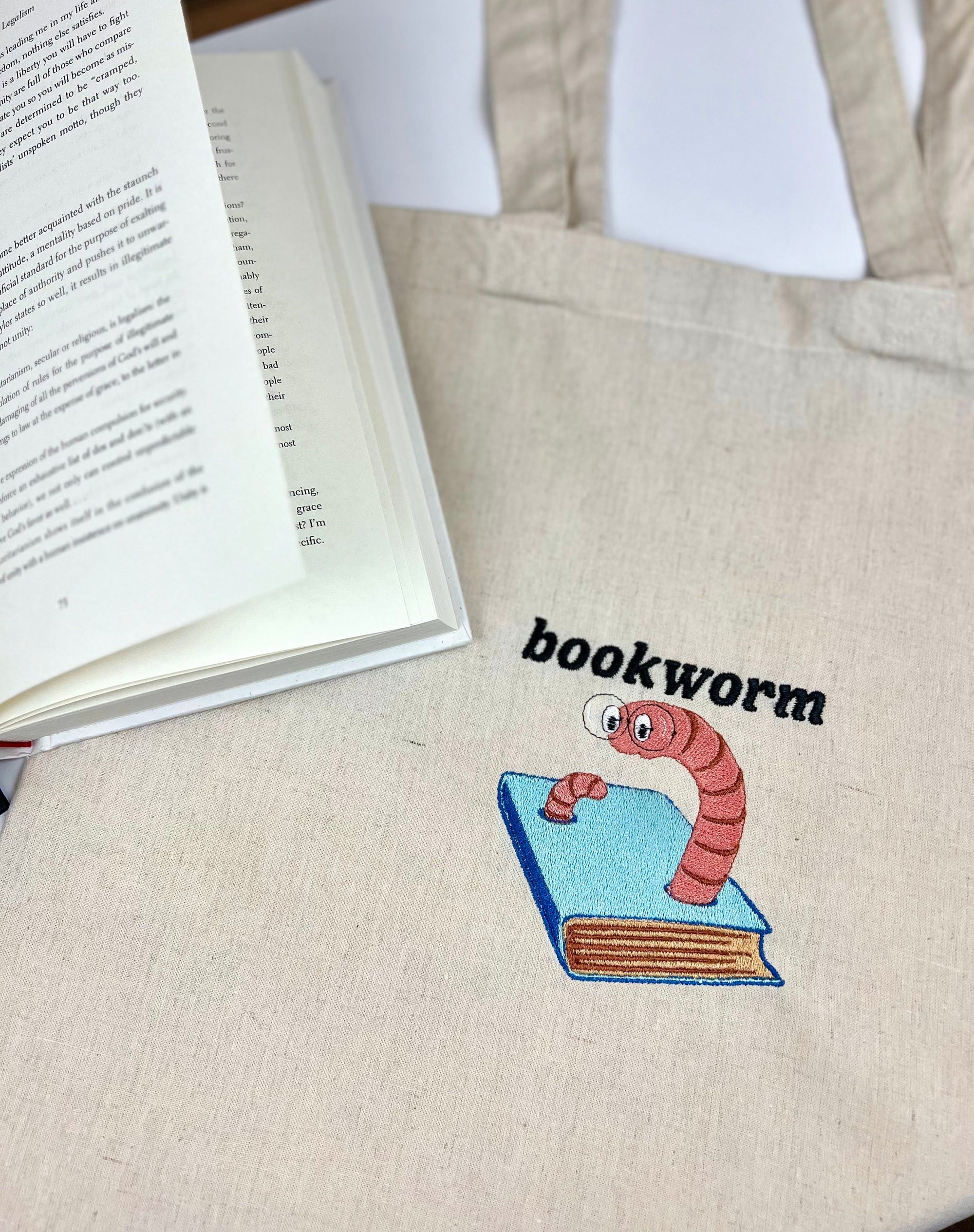 Bookworm Canvas Tote Bag