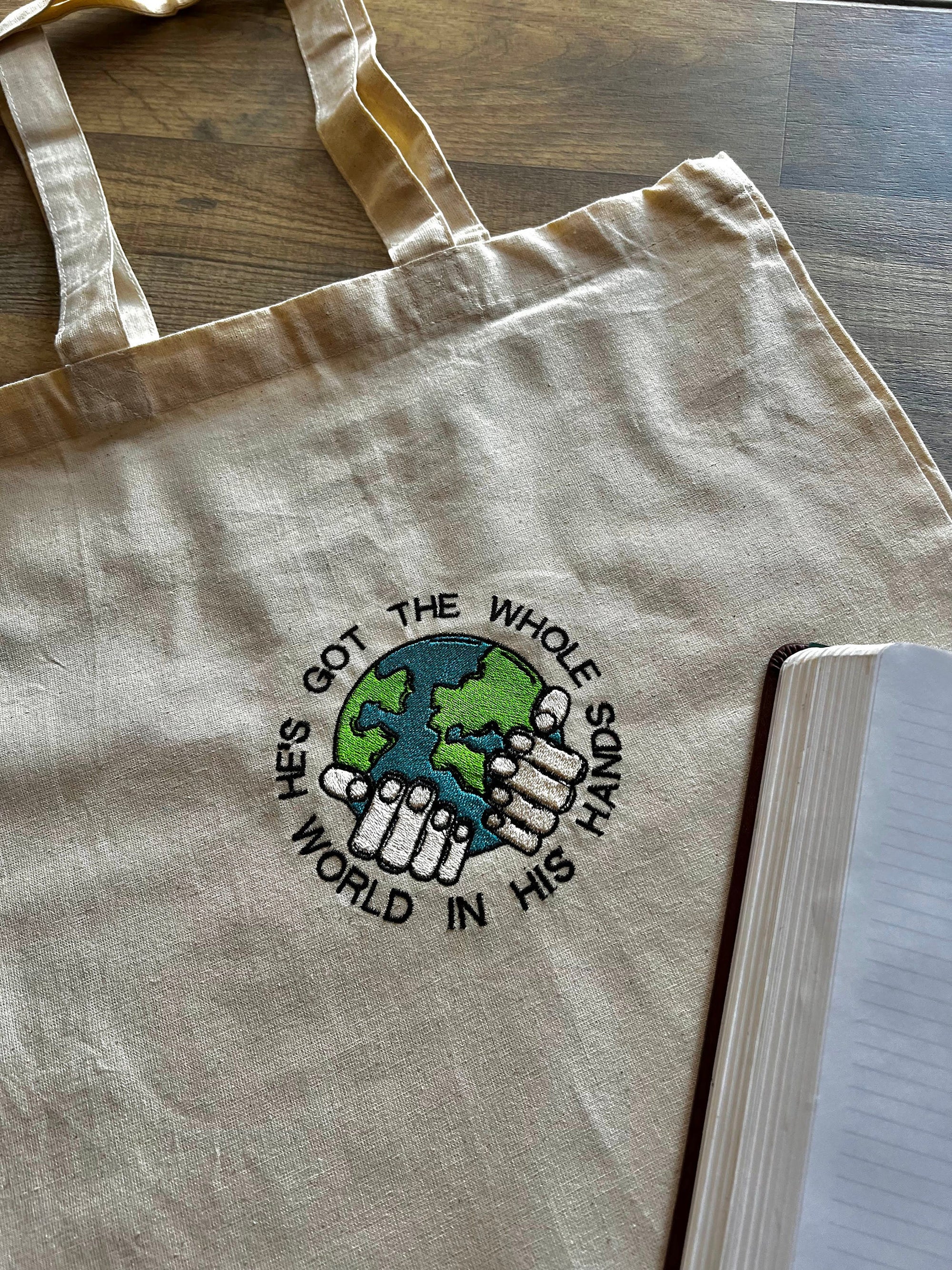 “He’s Got the Whole World in His Hands” Tote Bag