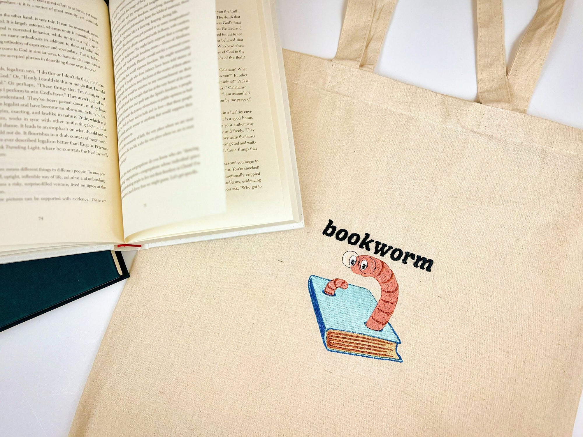 Bookworm Canvas Tote Bag