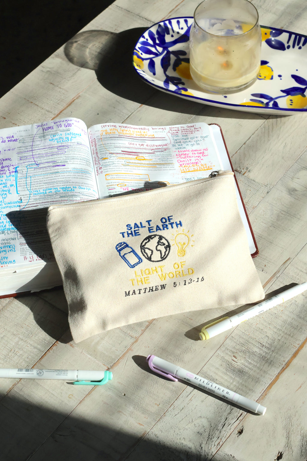 Salt and Light Zippered Canvas Pouch