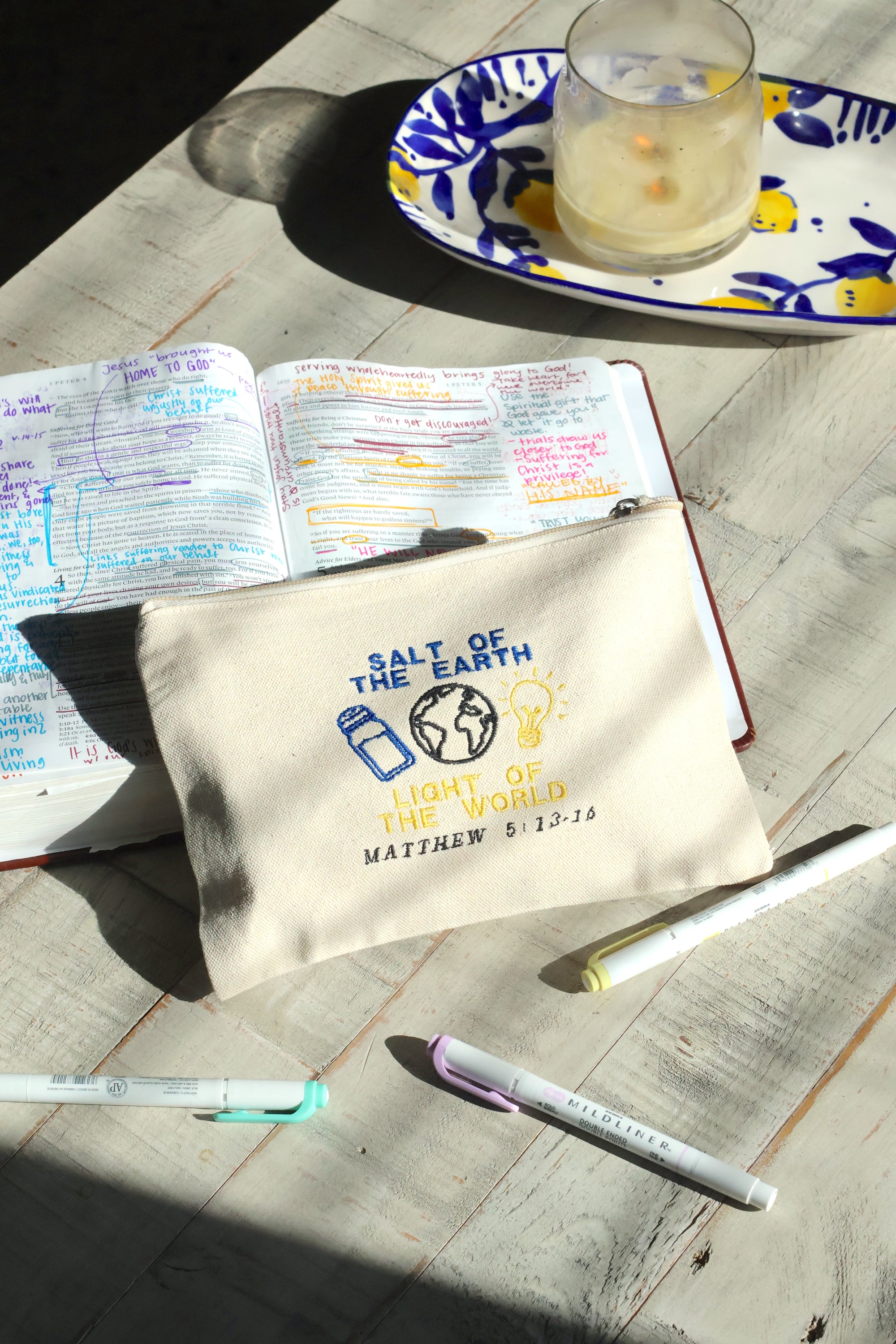 Salt and Light Zippered Canvas Pouch