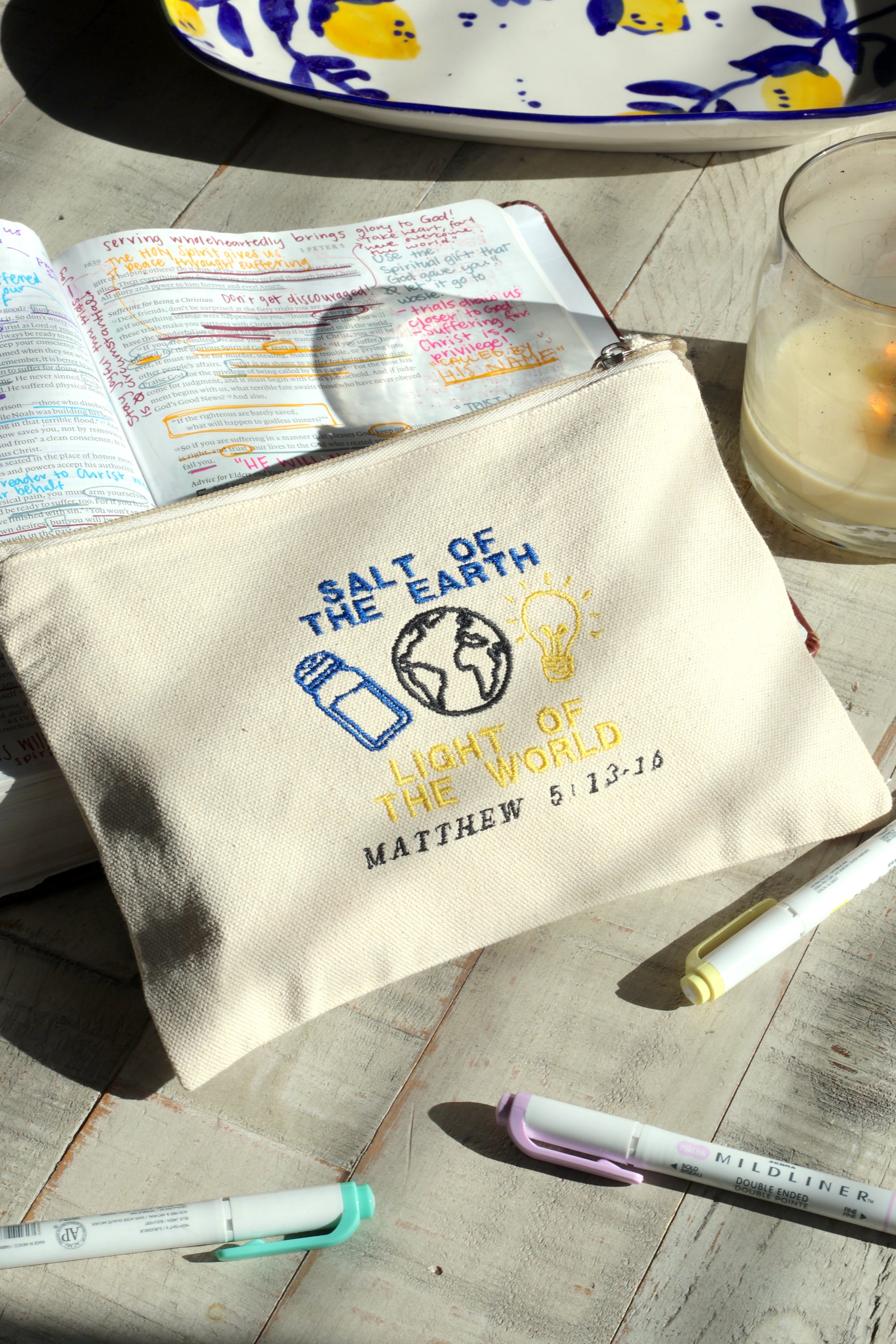 Salt and Light Zippered Canvas Pouch