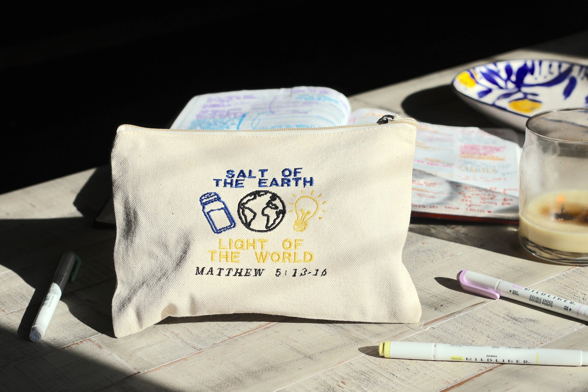 Salt and Light Zippered Canvas Pouch