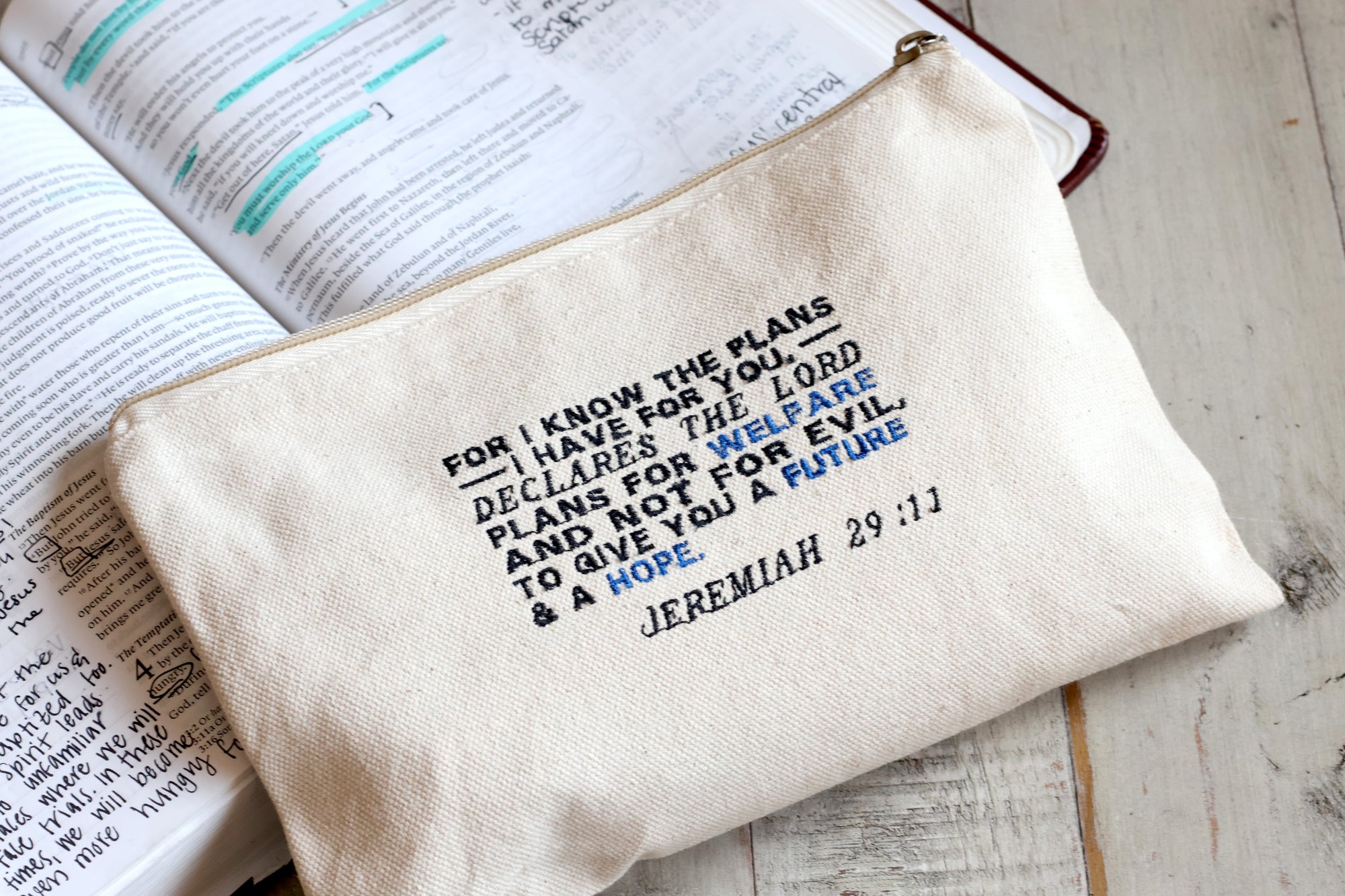 Jeremiah 29:11 Zippered Canvas Pouch