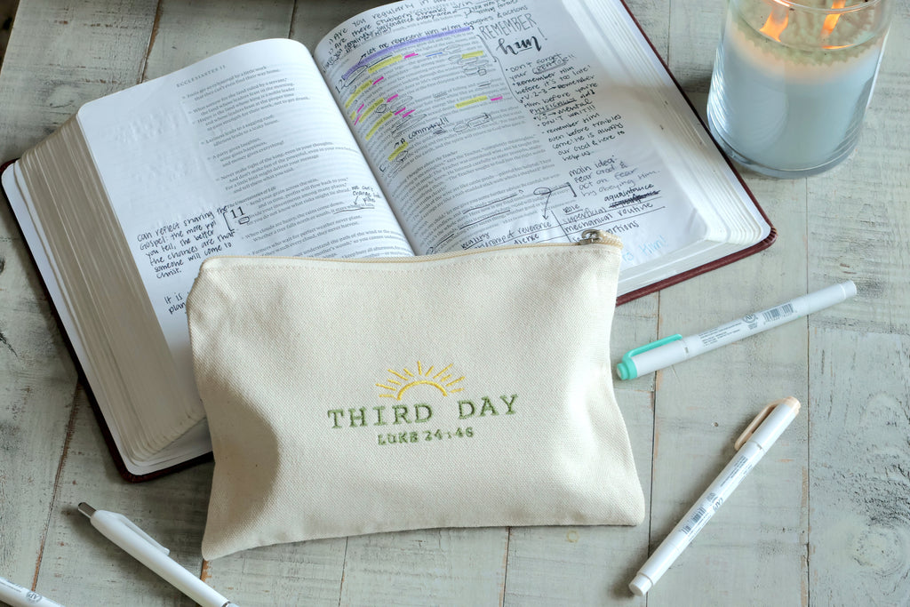 Third Day Luke 24:46 Zippered Canvas Pouch