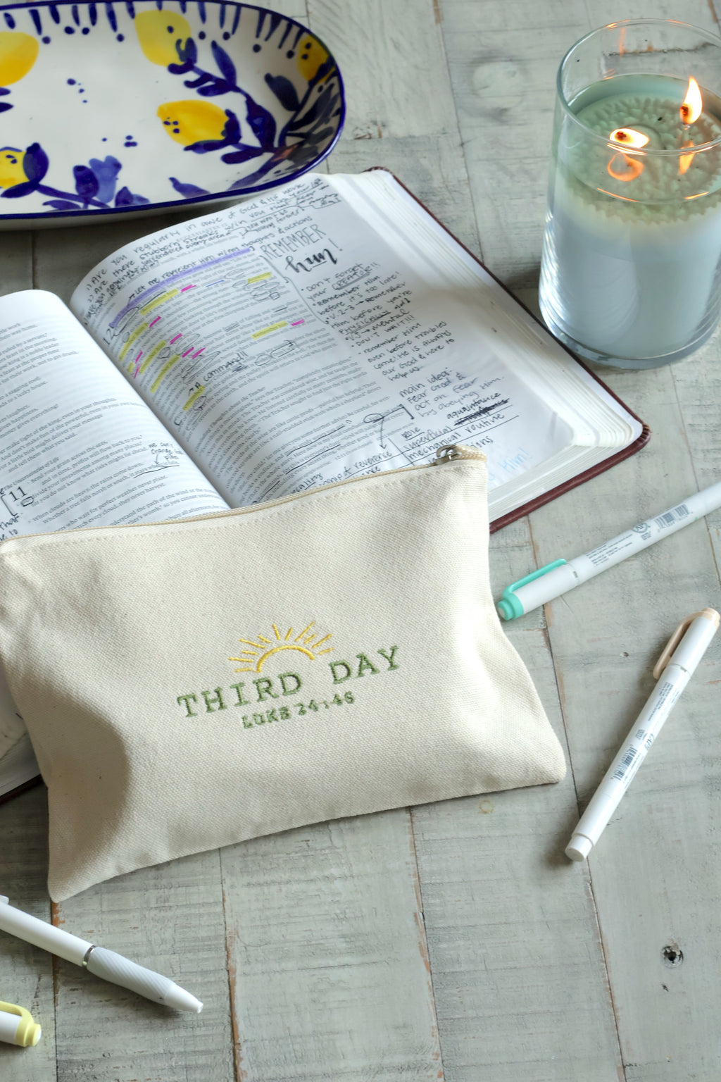 Third Day Luke 24:46 Zippered Canvas Pouch