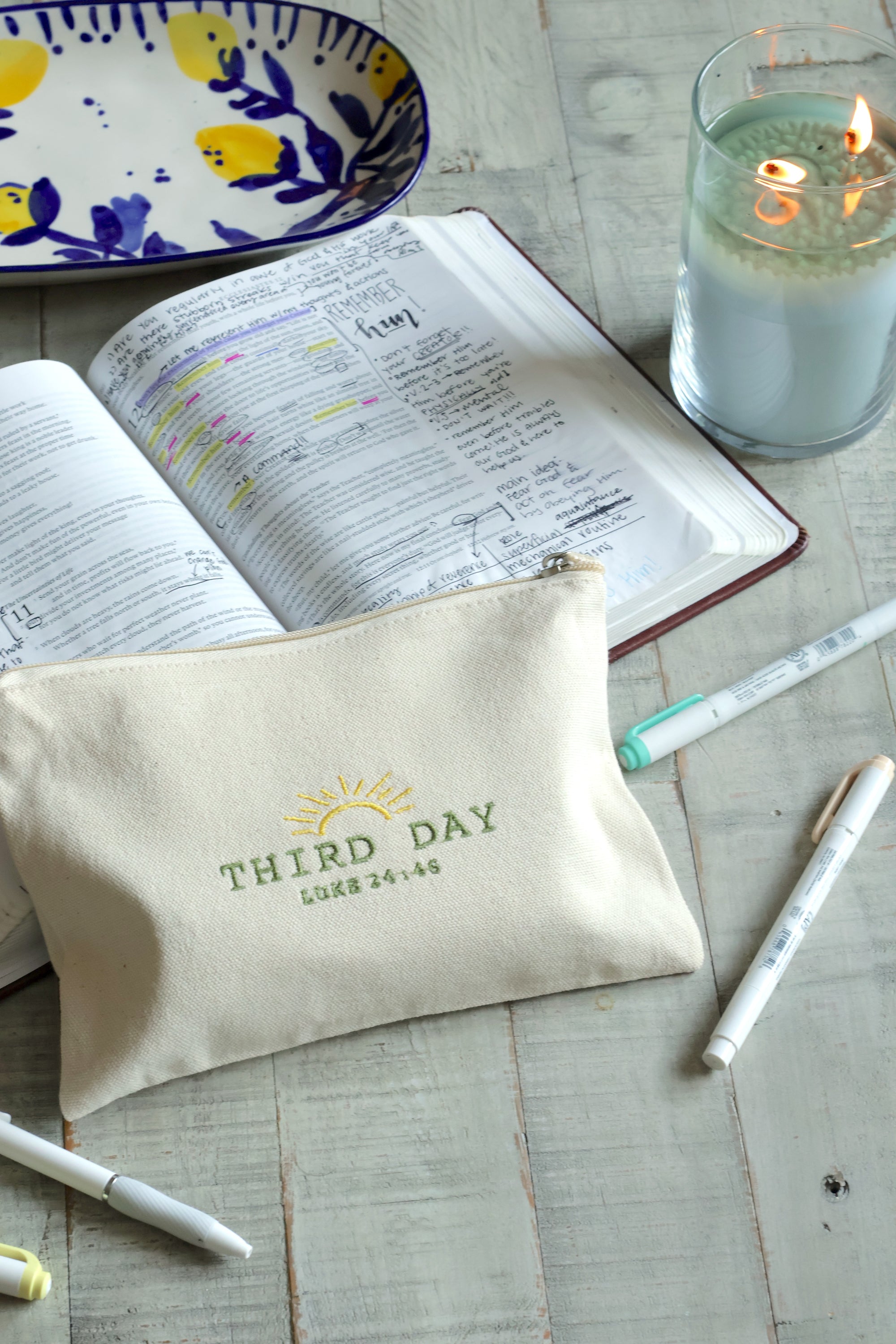 Third Day Luke 24:46 Zippered Canvas Pouch
