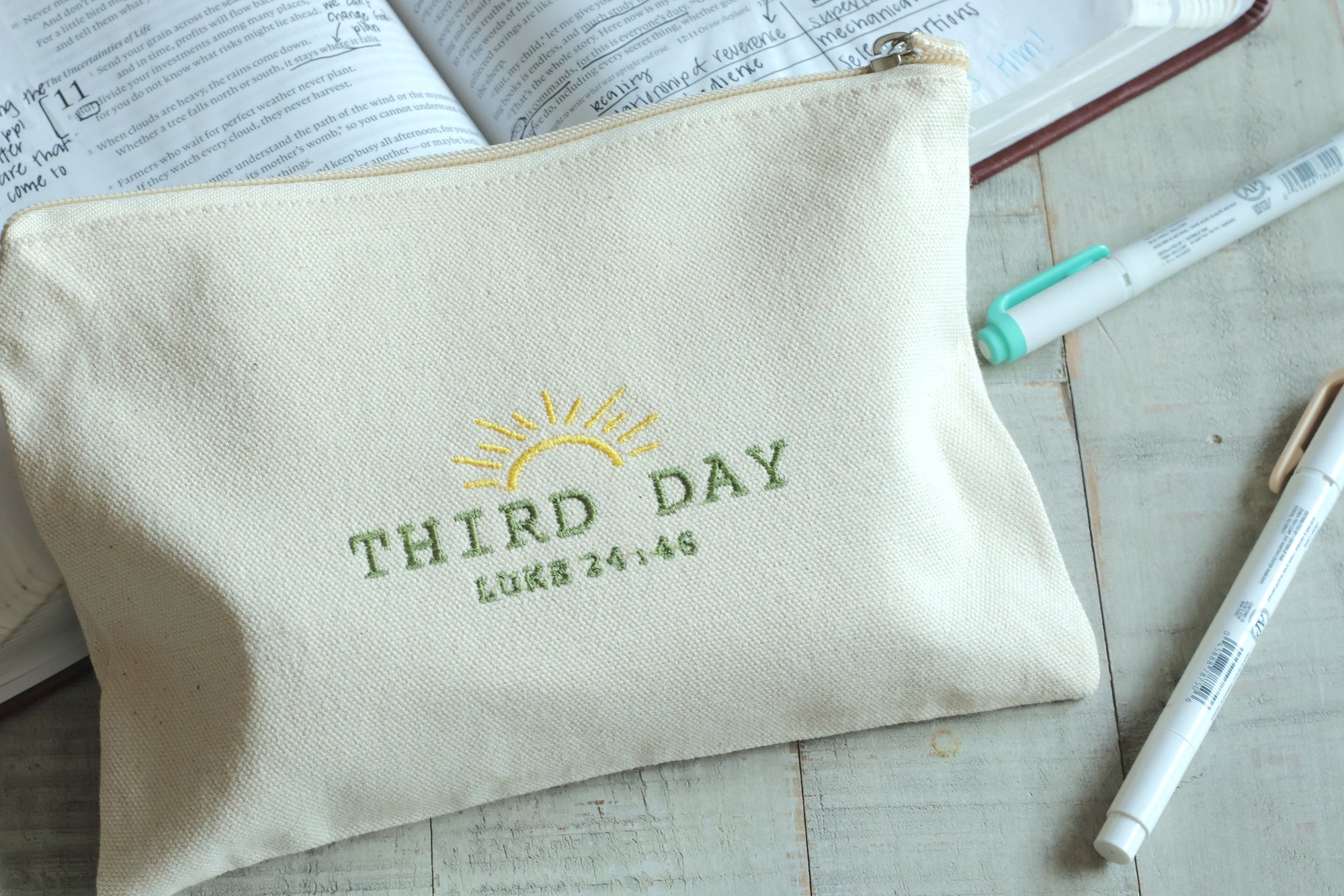 Third Day Luke 24:46 Zippered Canvas Pouch