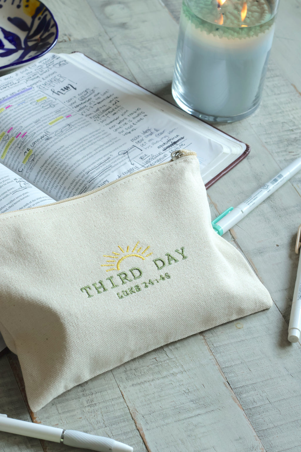 Third Day Luke 24:46 Zippered Canvas Pouch
