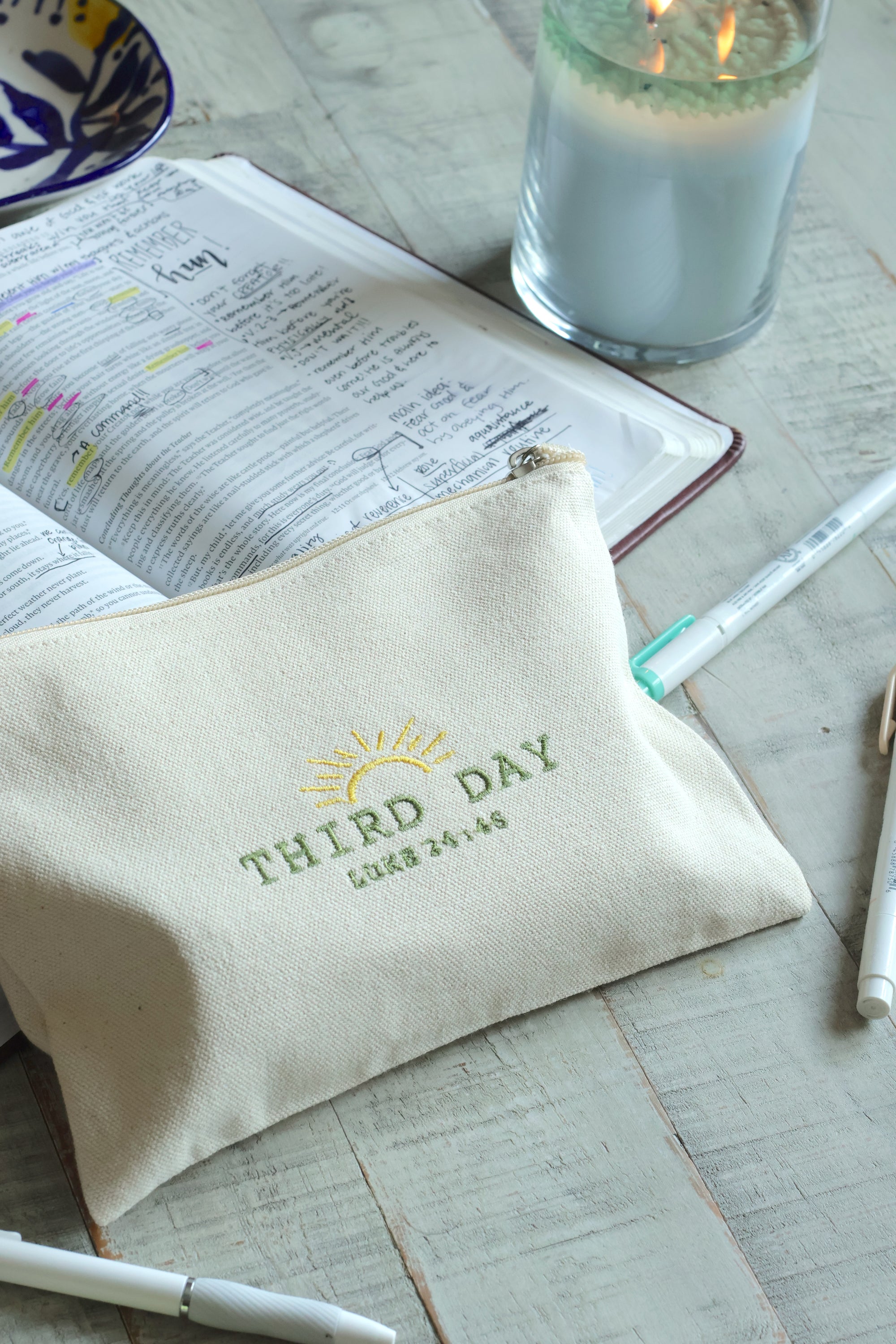 Third Day Luke 24:46 Zippered Canvas Pouch