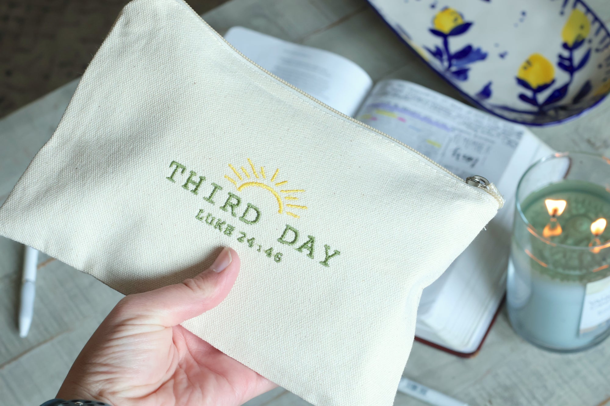 Third Day Luke 24:46 Zippered Canvas Pouch