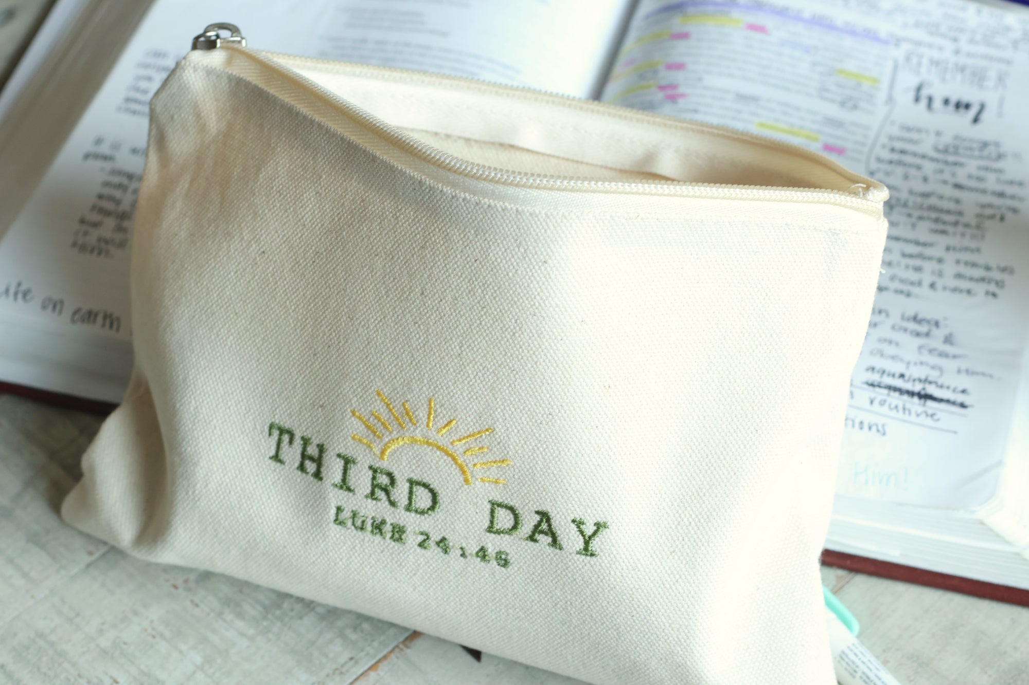 Third Day Luke 24:46 Zippered Canvas Pouch