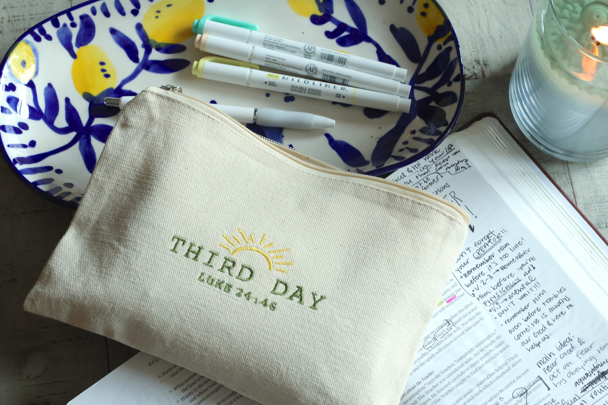Third Day Luke 24:46 Zippered Canvas Pouch