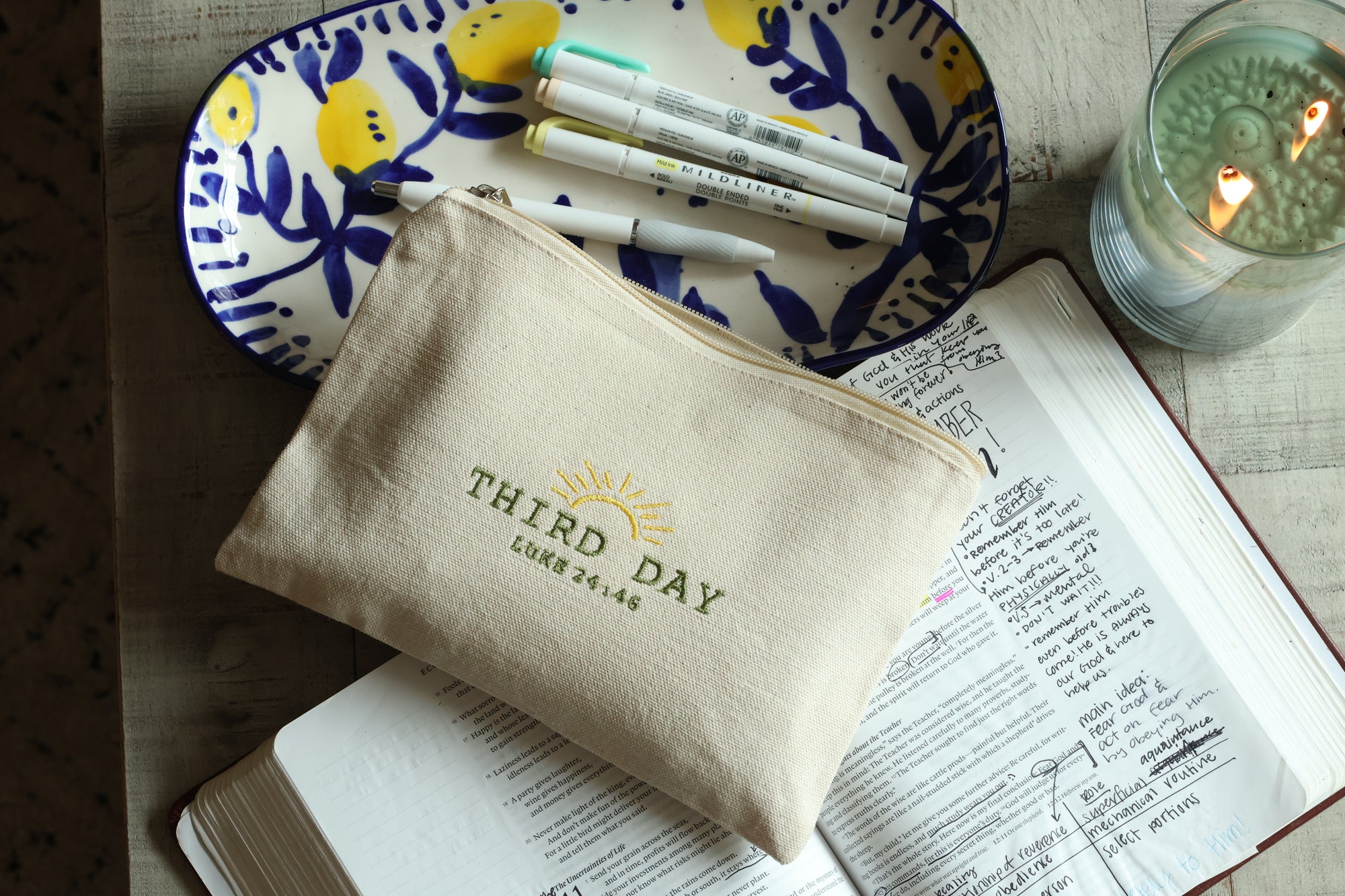 Third Day Luke 24:46 Zippered Canvas Pouch