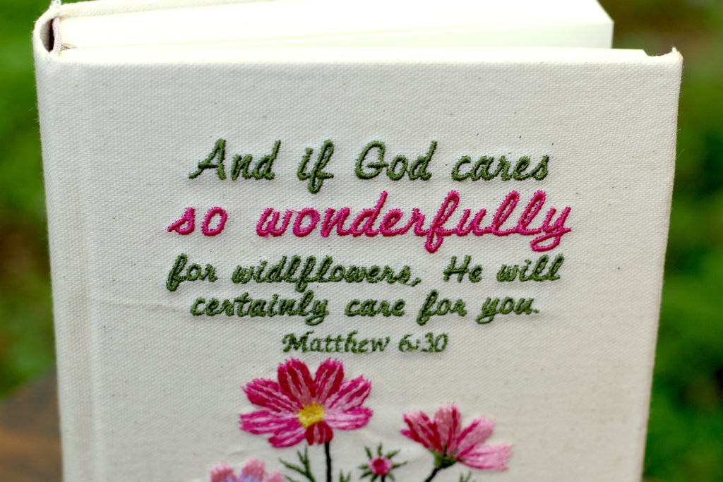 Matthew 6:30 Embroidered Journaling Bible - Pick Your Version