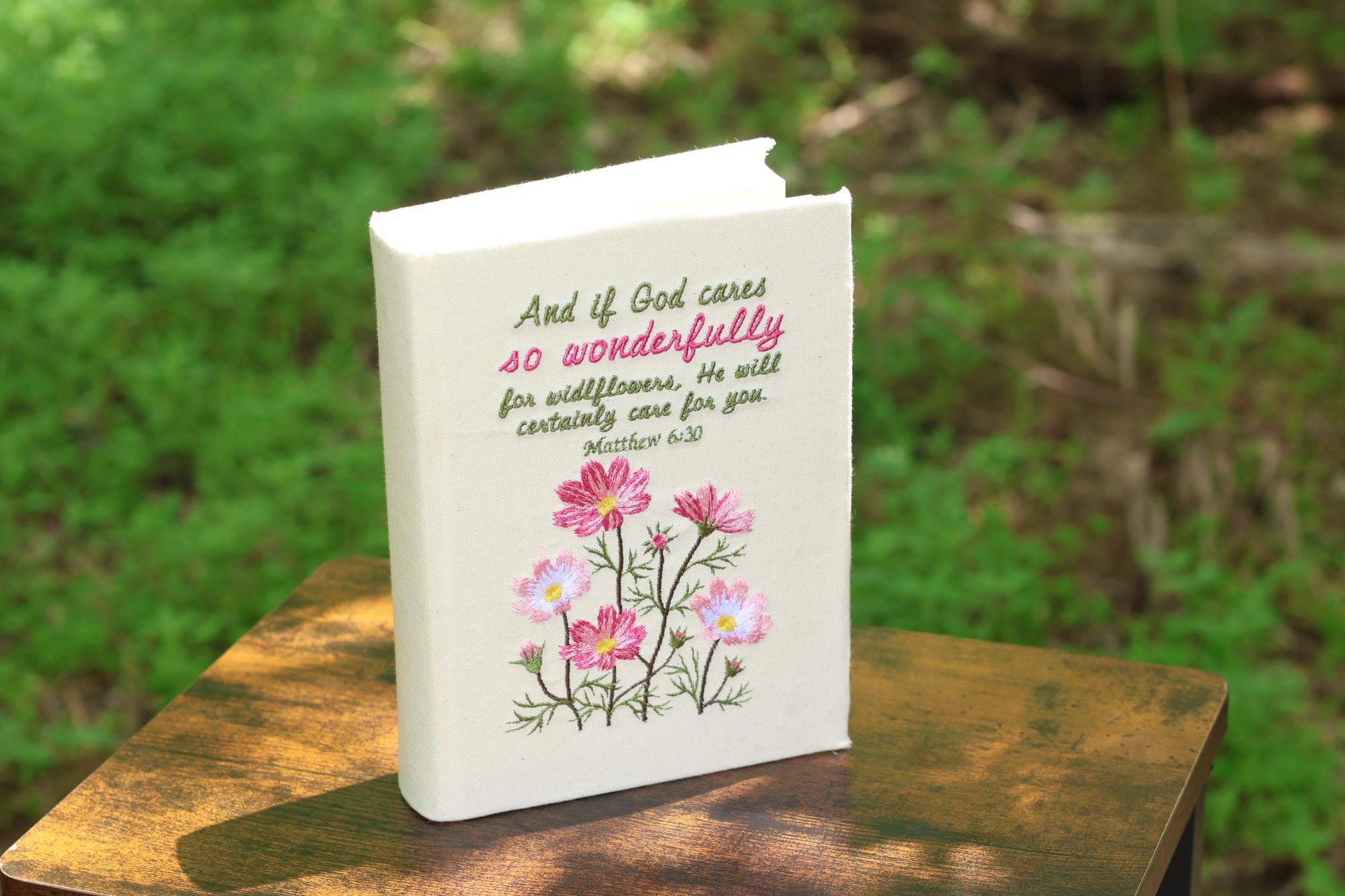 Matthew 6:30 Embroidered Journaling Bible - Pick Your Version