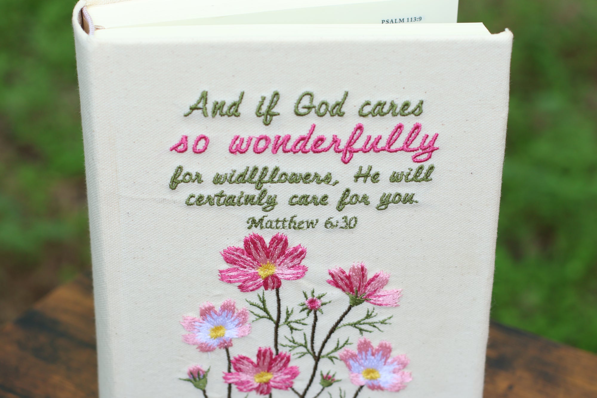 Matthew 6:30 Embroidered Journaling Bible - Pick Your Version