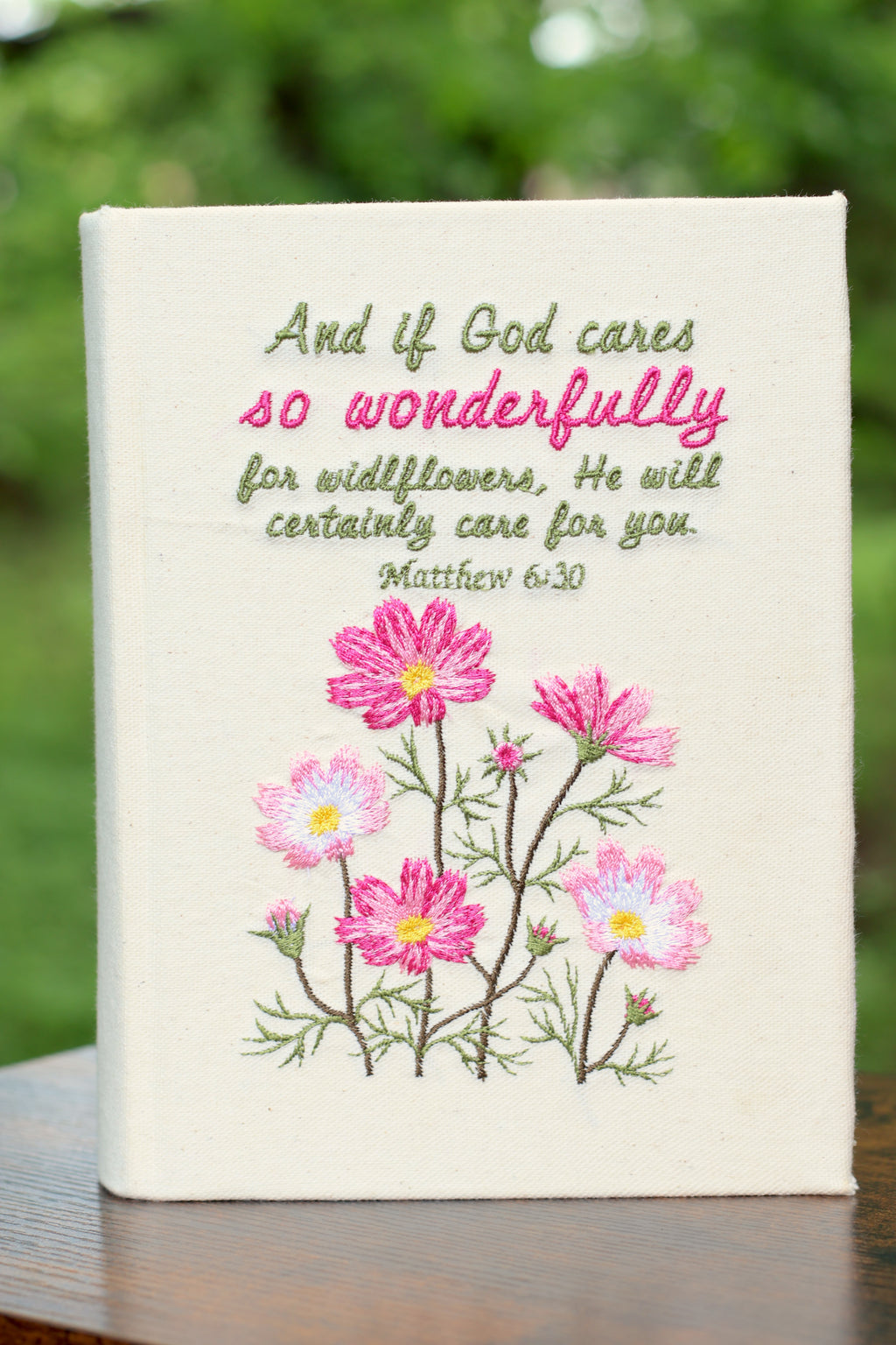 Matthew 6:30 Embroidered Journaling Bible - Pick Your Version