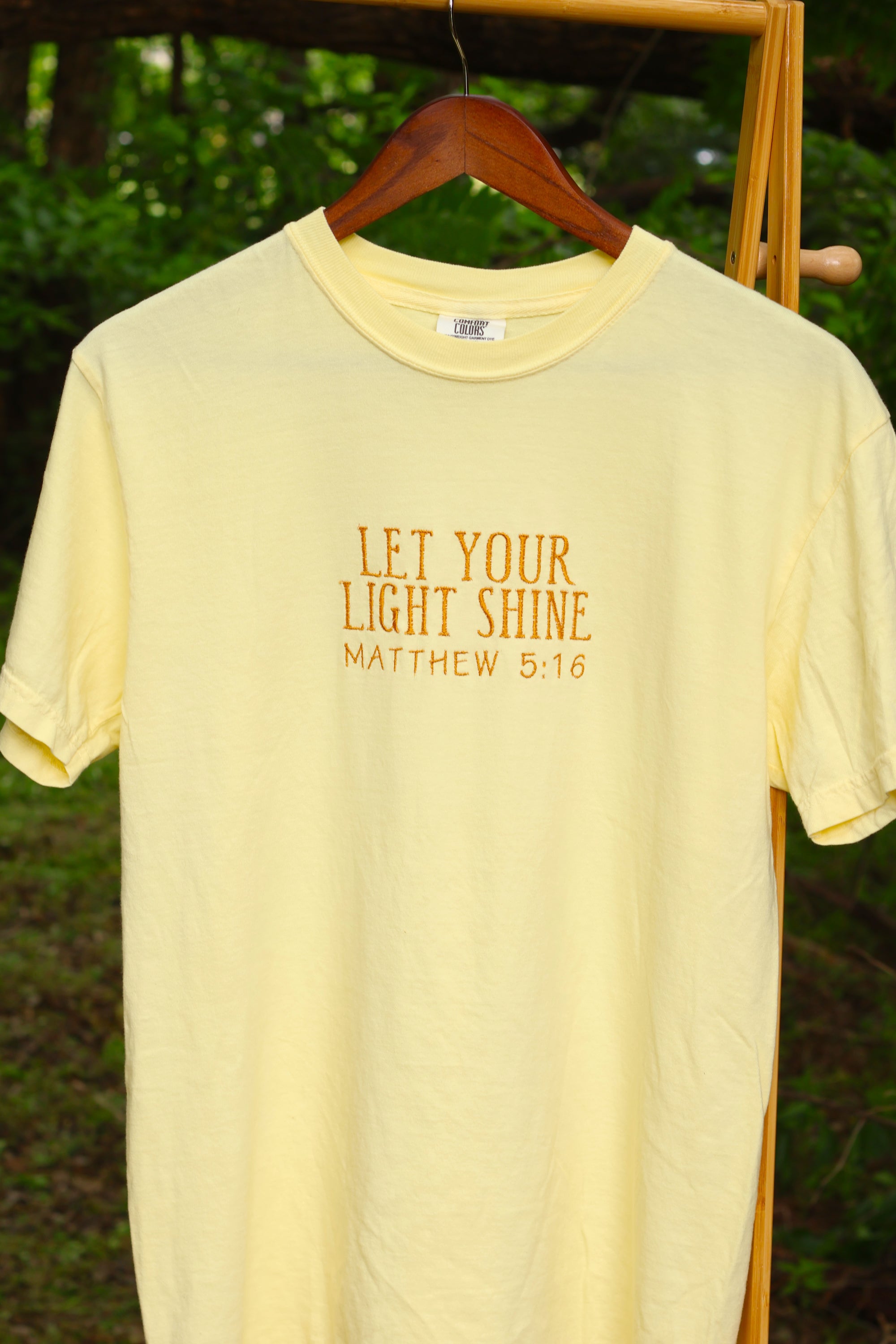 “Let Your Light Shine” Comfort Colors T-Shirt | Yellow