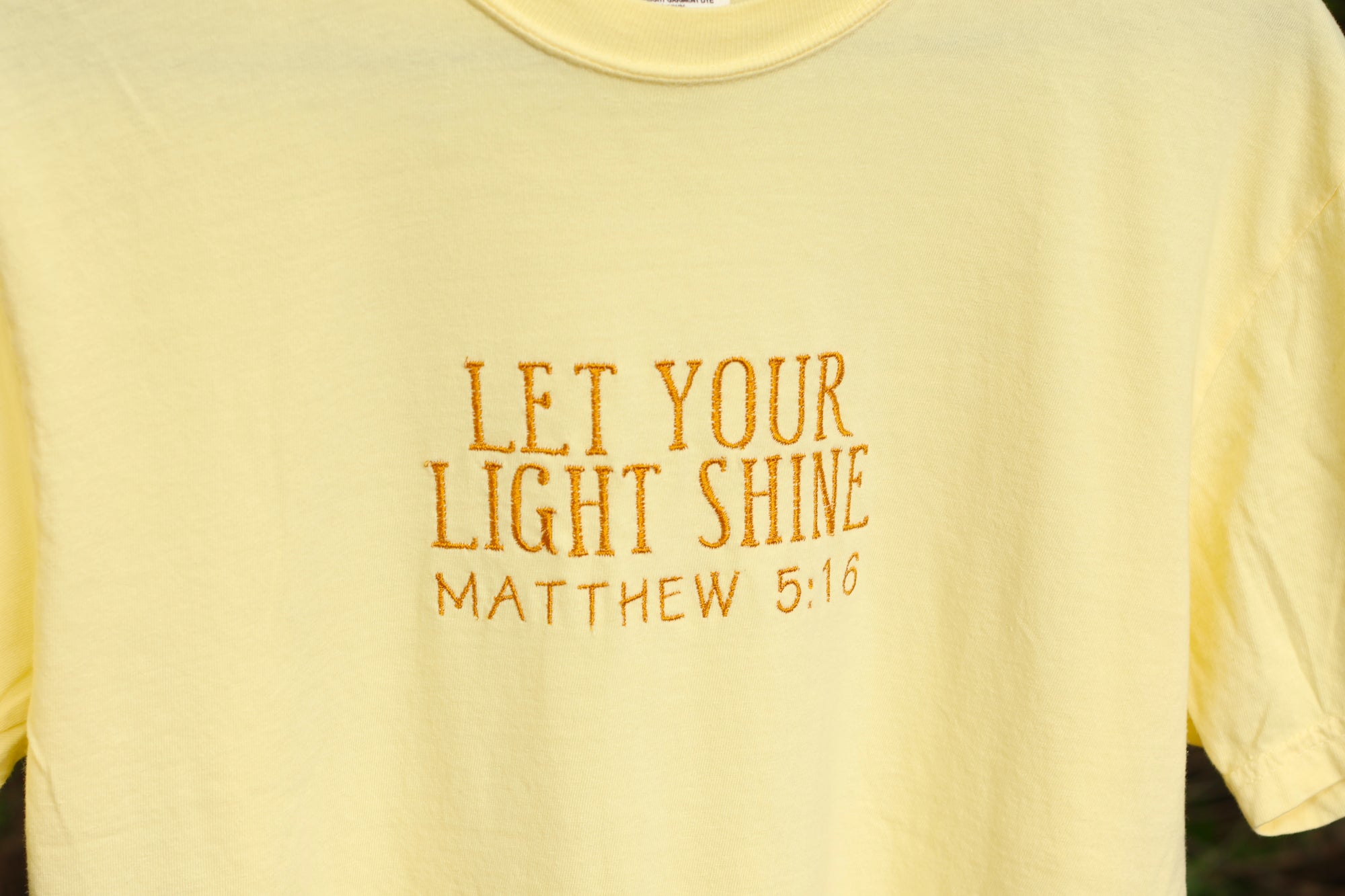 “Let Your Light Shine” Comfort Colors T-Shirt | Yellow