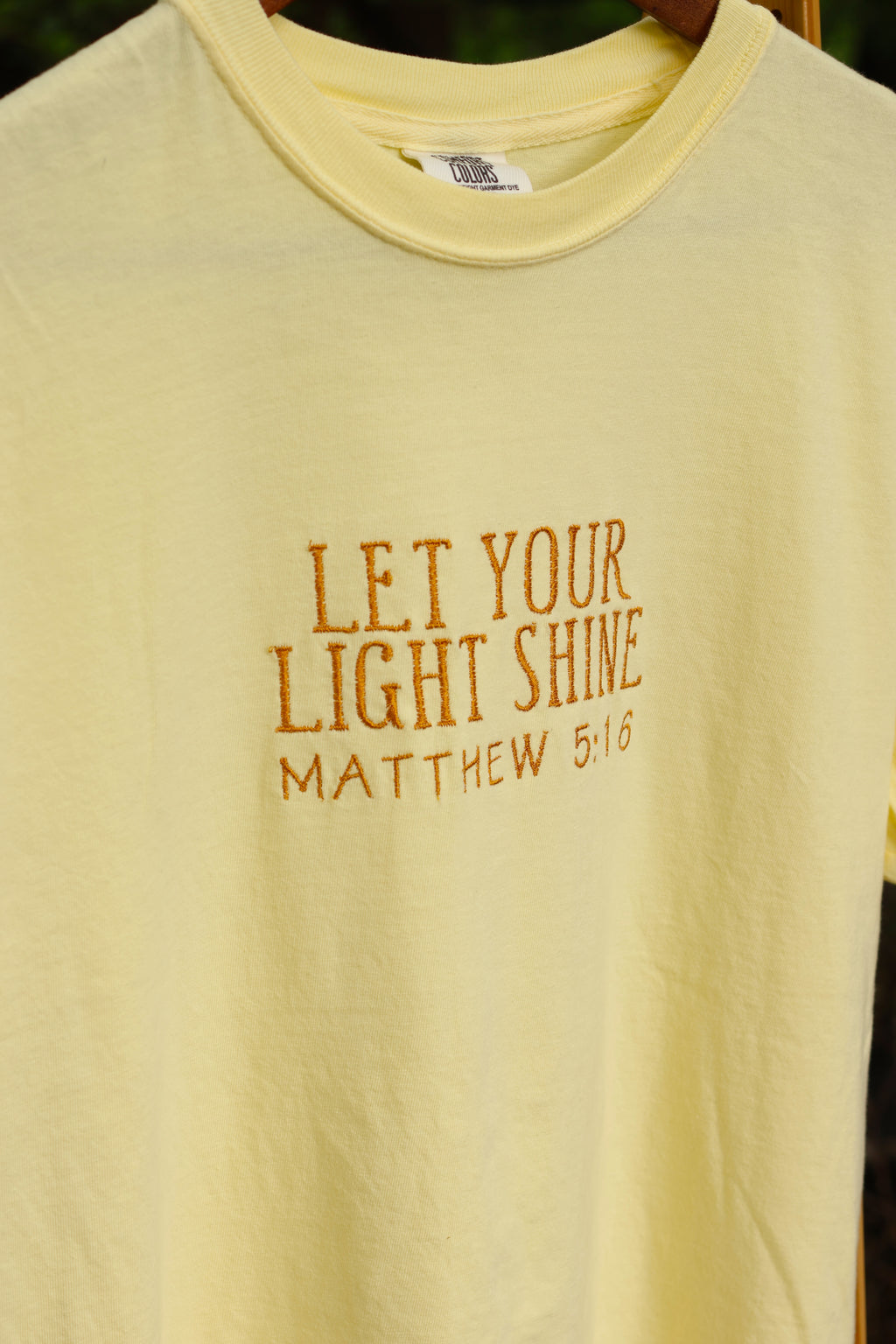 “Let Your Light Shine” Comfort Colors T-Shirt | Yellow