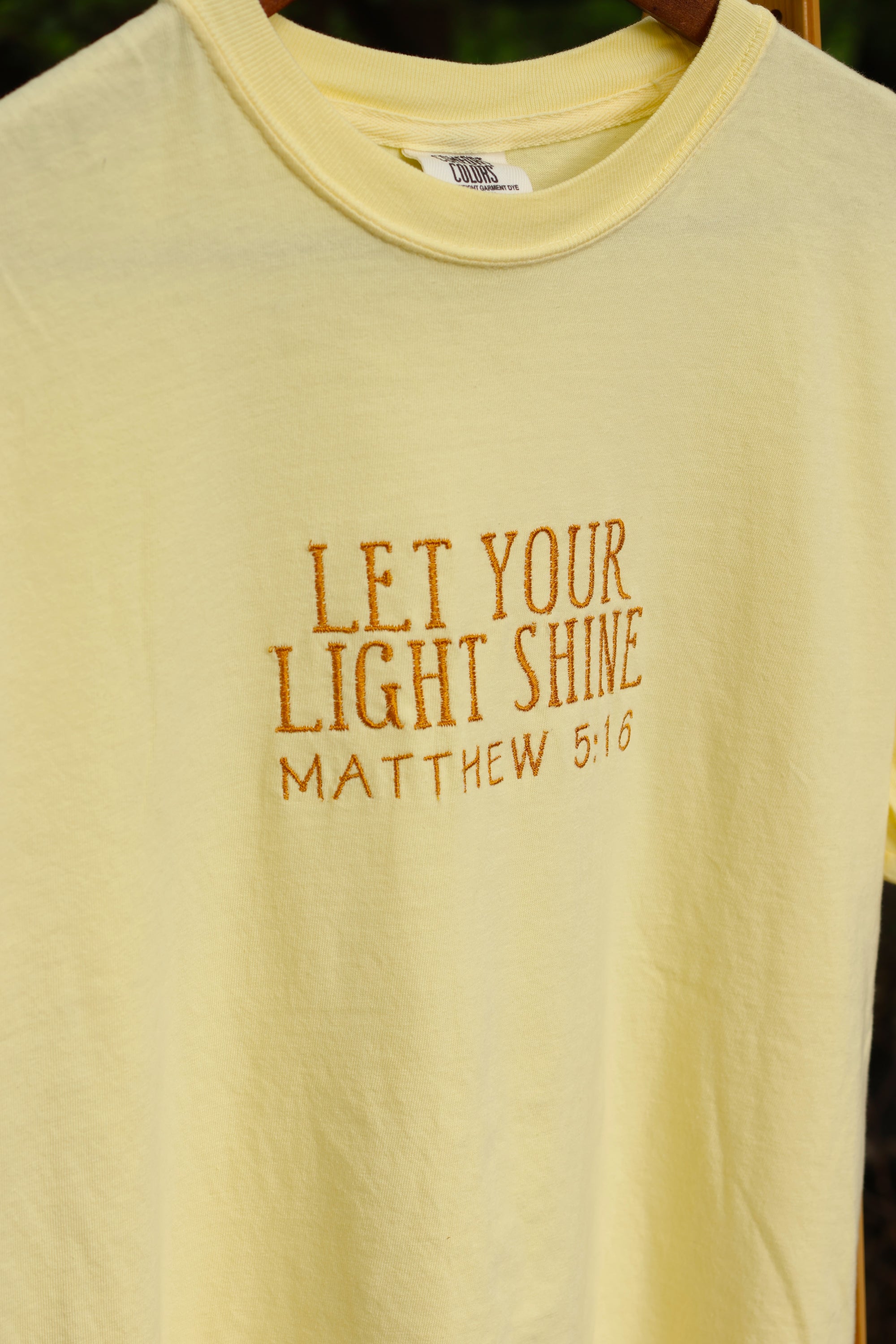 “Let Your Light Shine” Comfort Colors T-Shirt | Yellow