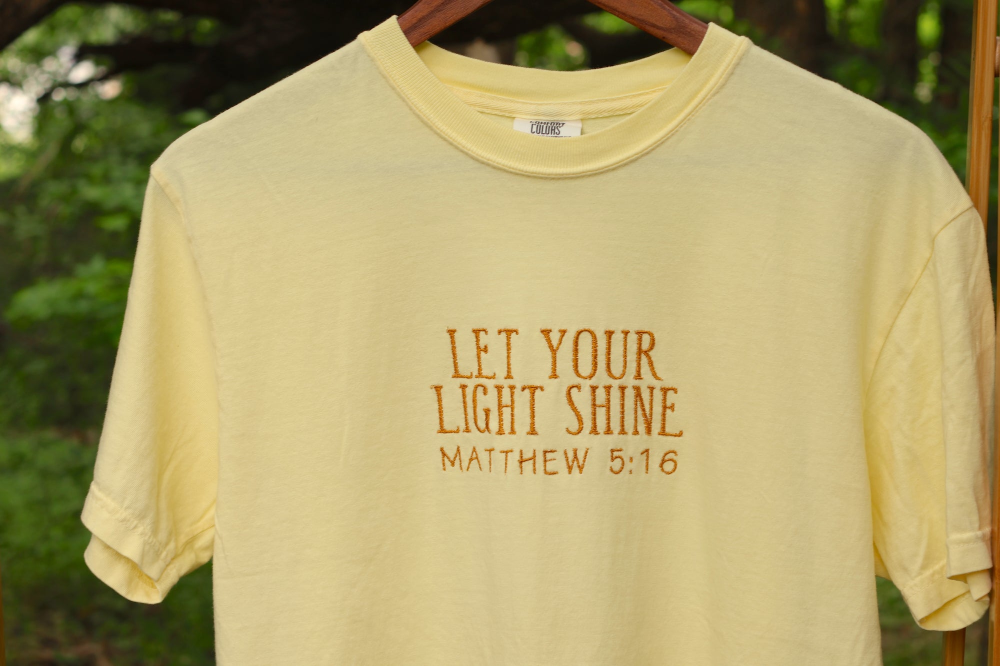 “Let Your Light Shine” Comfort Colors T-Shirt | Yellow